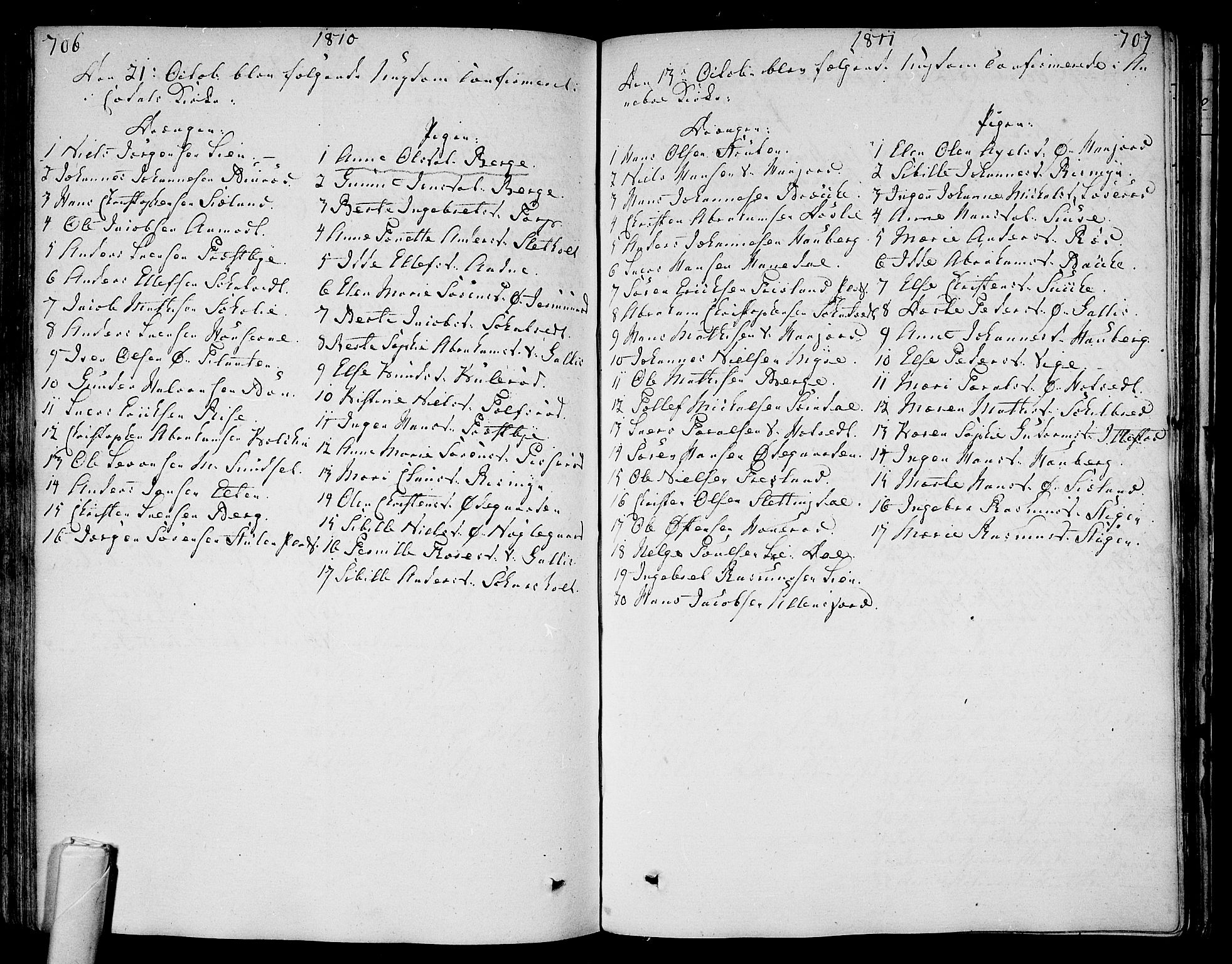 Andebu kirkebøker, AV/SAKO-A-336/F/Fa/L0003: Ministerialbok nr. I 3 /1, 1803-1828, s. 706-707