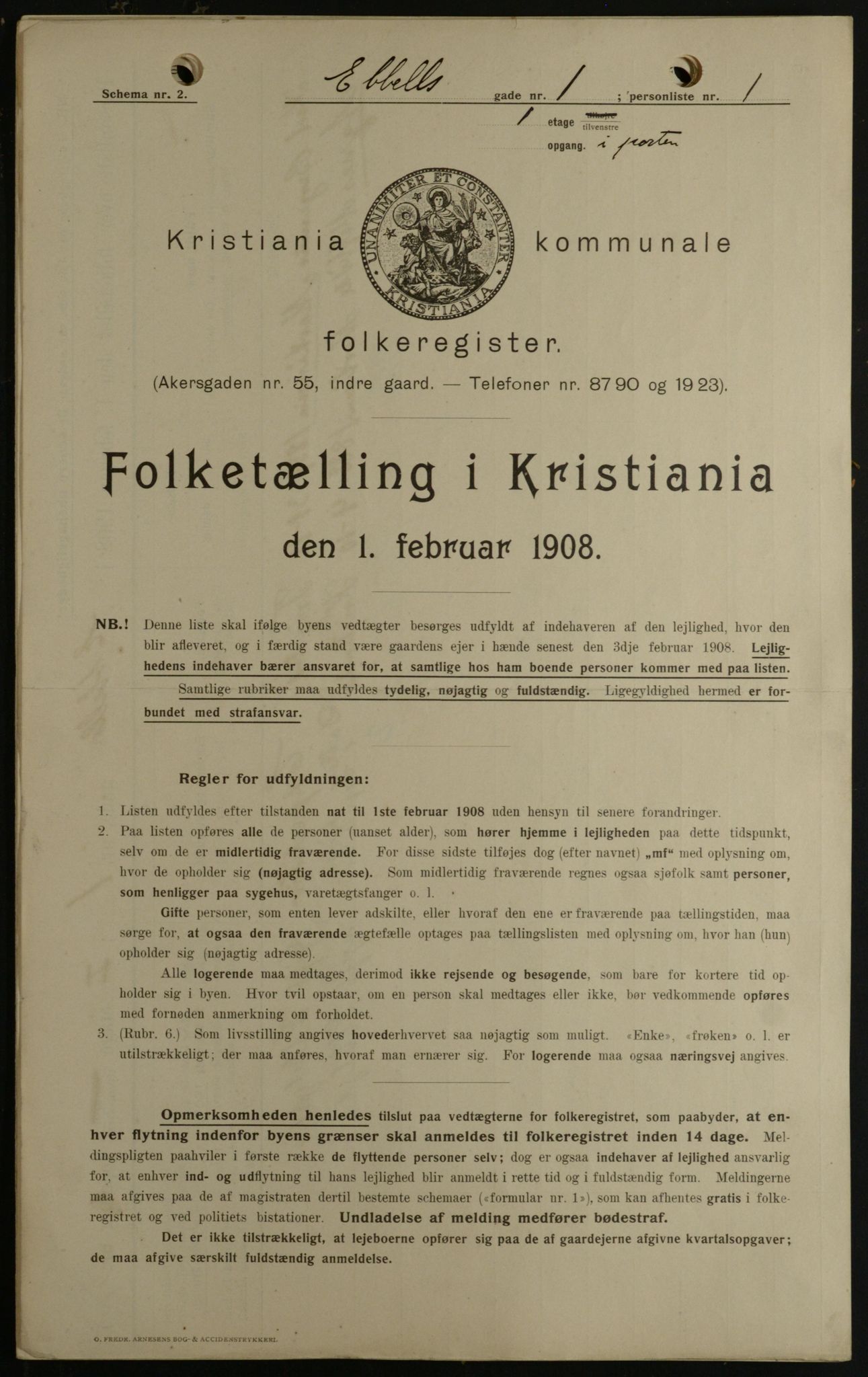 OBA, Kommunal folketelling 1.2.1908 for Kristiania kjøpstad, 1908, s. 16681