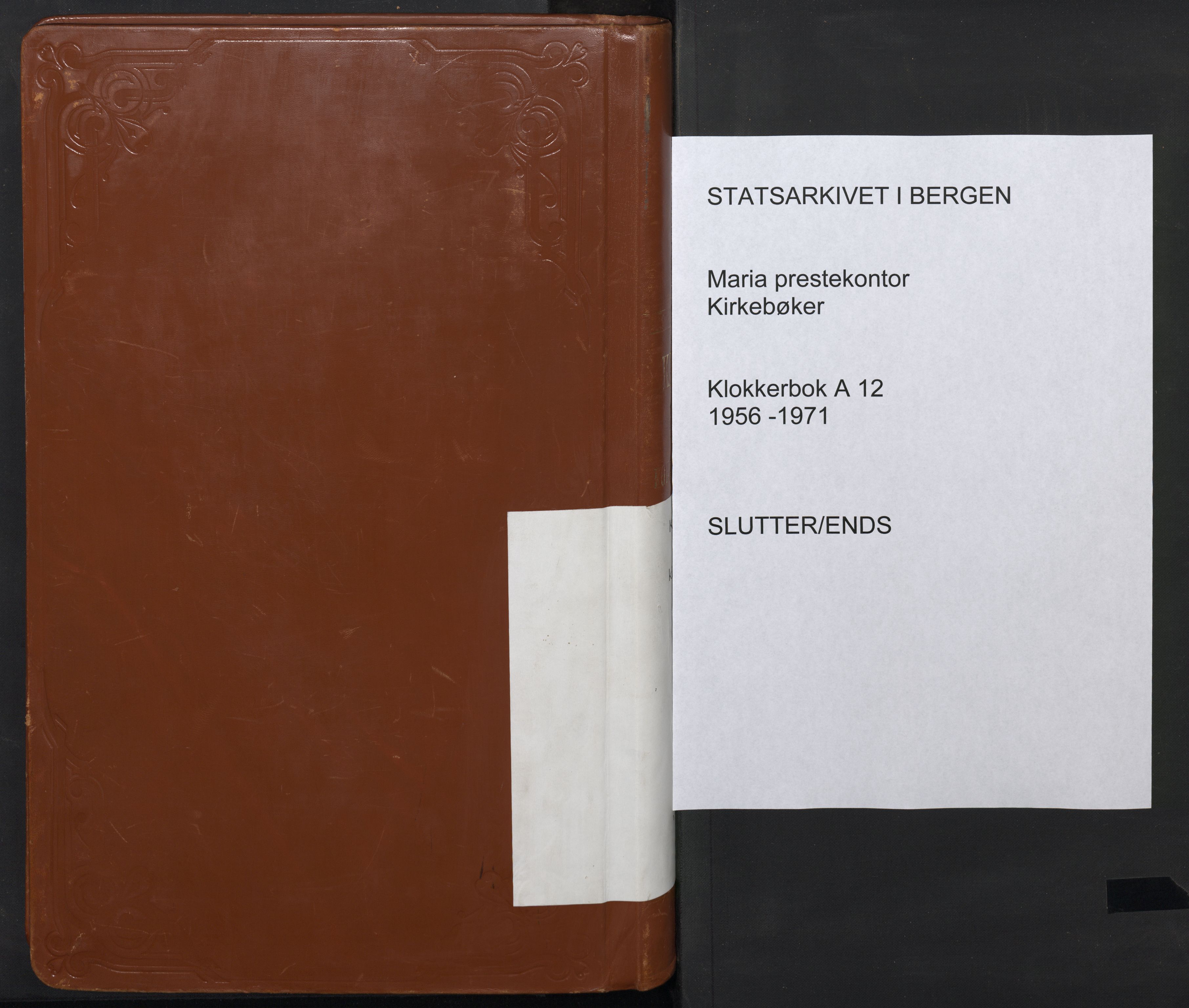 Mariakirken Sokneprestembete, SAB/A-76901/H/Hab/L0012: Klokkerbok nr. A 12, 1956-1971