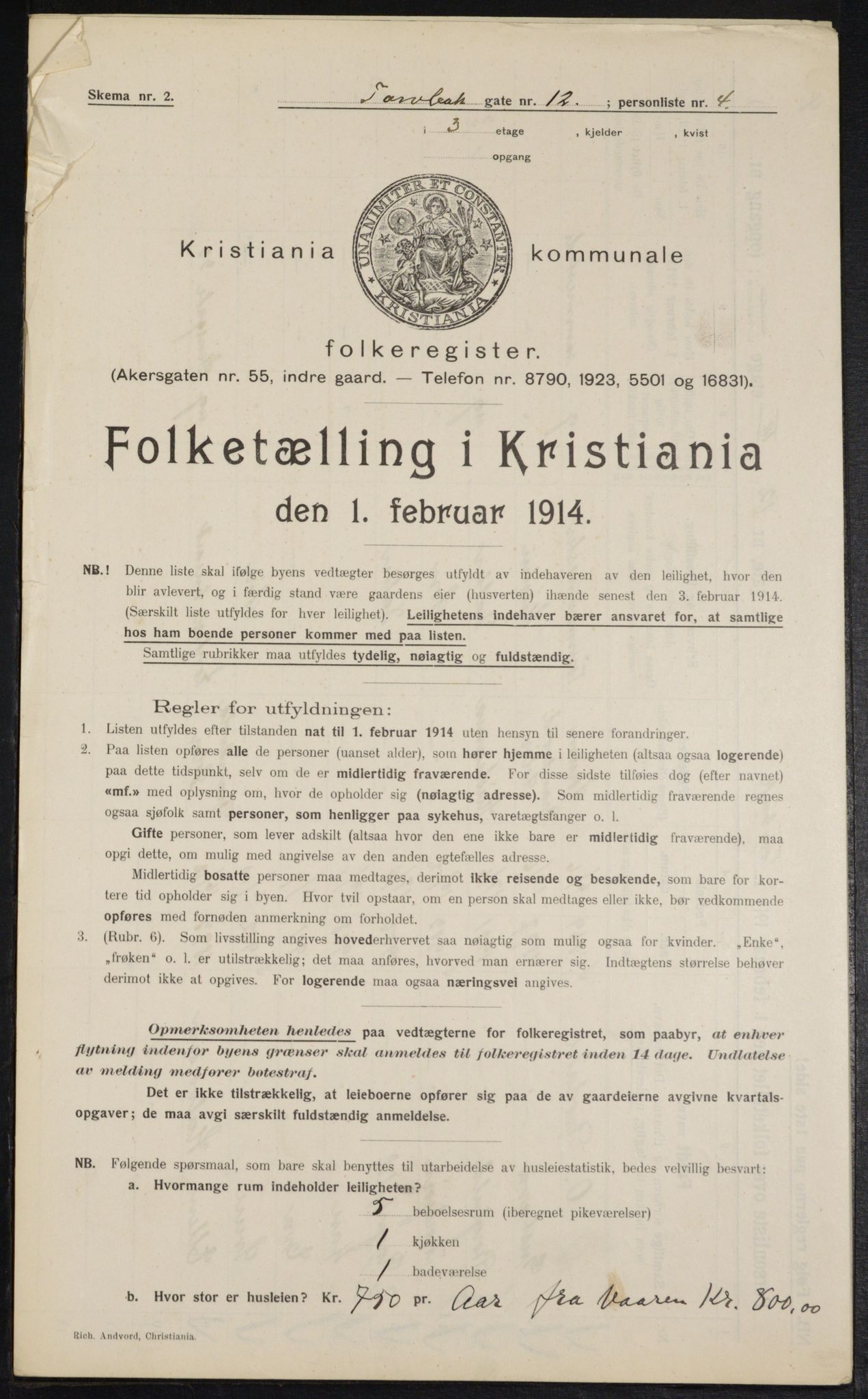 OBA, Kommunal folketelling 1.2.1914 for Kristiania, 1914, s. 115953