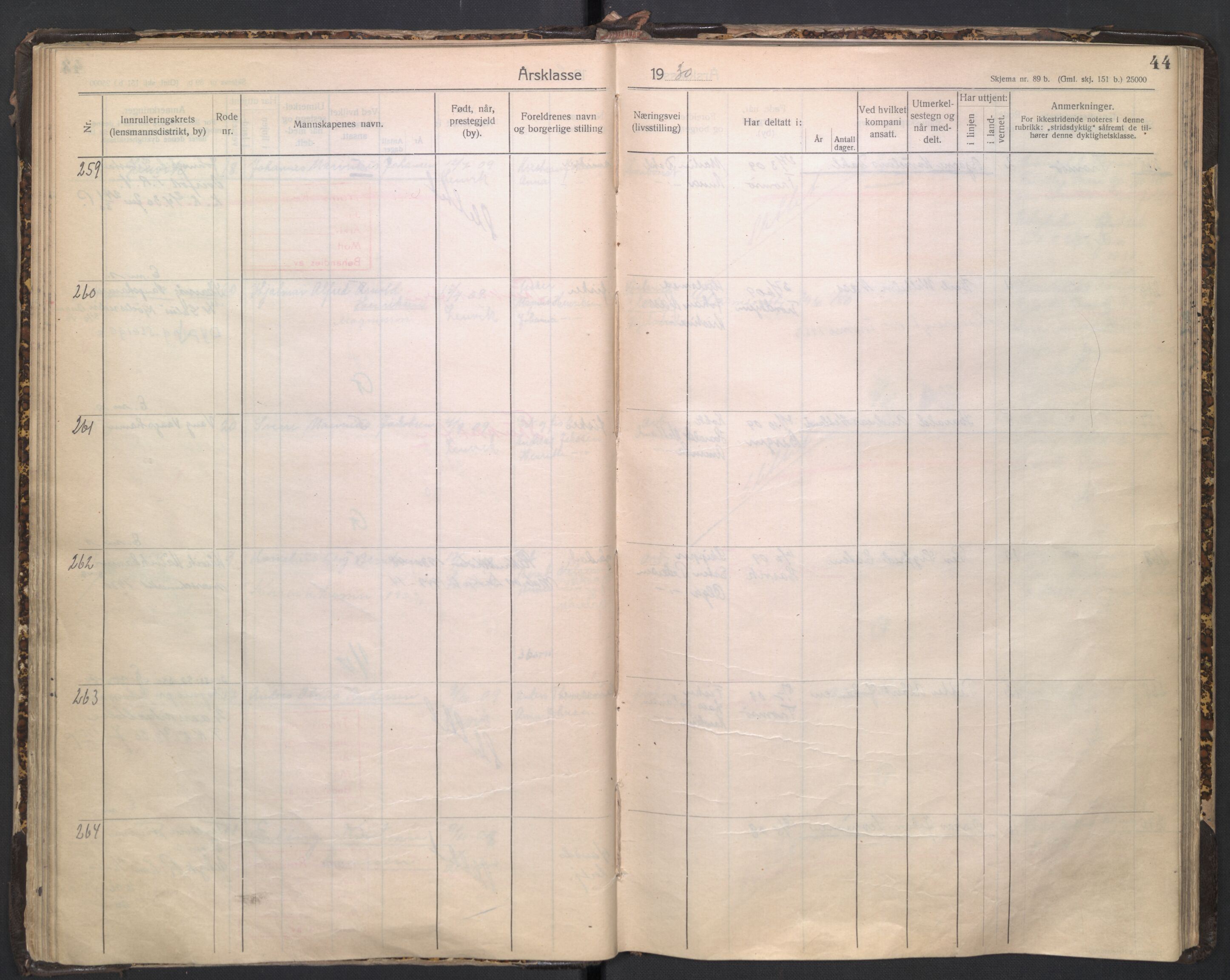 Forsvaret, Troms infanteriregiment nr. 16, AV/RA-RAFA-3146/P/Pa/L0005/0003: Ruller / Rulle for regimentets stridende menige mannskaper, årsklasse 1930, 1930, s. 44