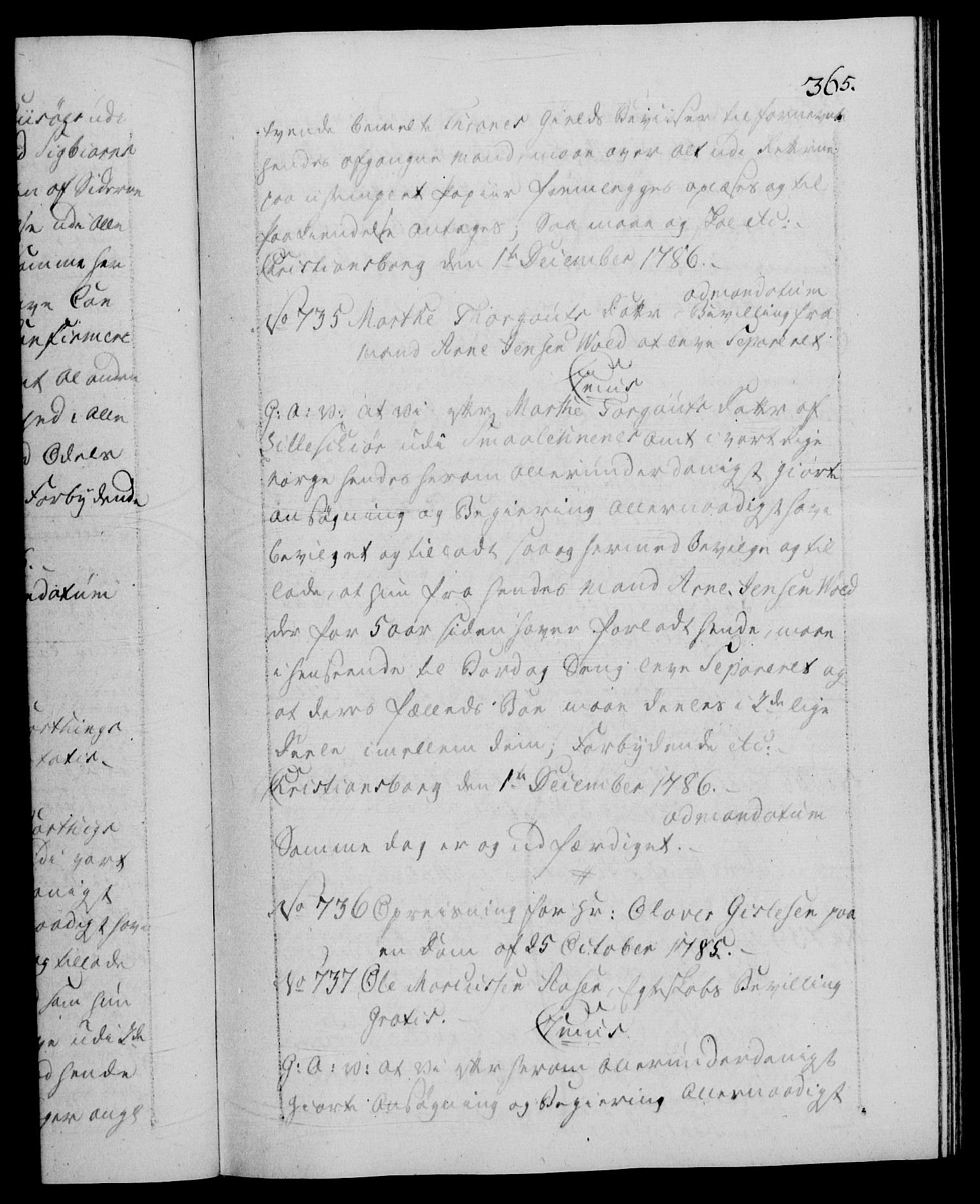 Danske Kanselli 1572-1799, AV/RA-EA-3023/F/Fc/Fca/Fcaa/L0051: Norske registre, 1786-1787, s. 365a