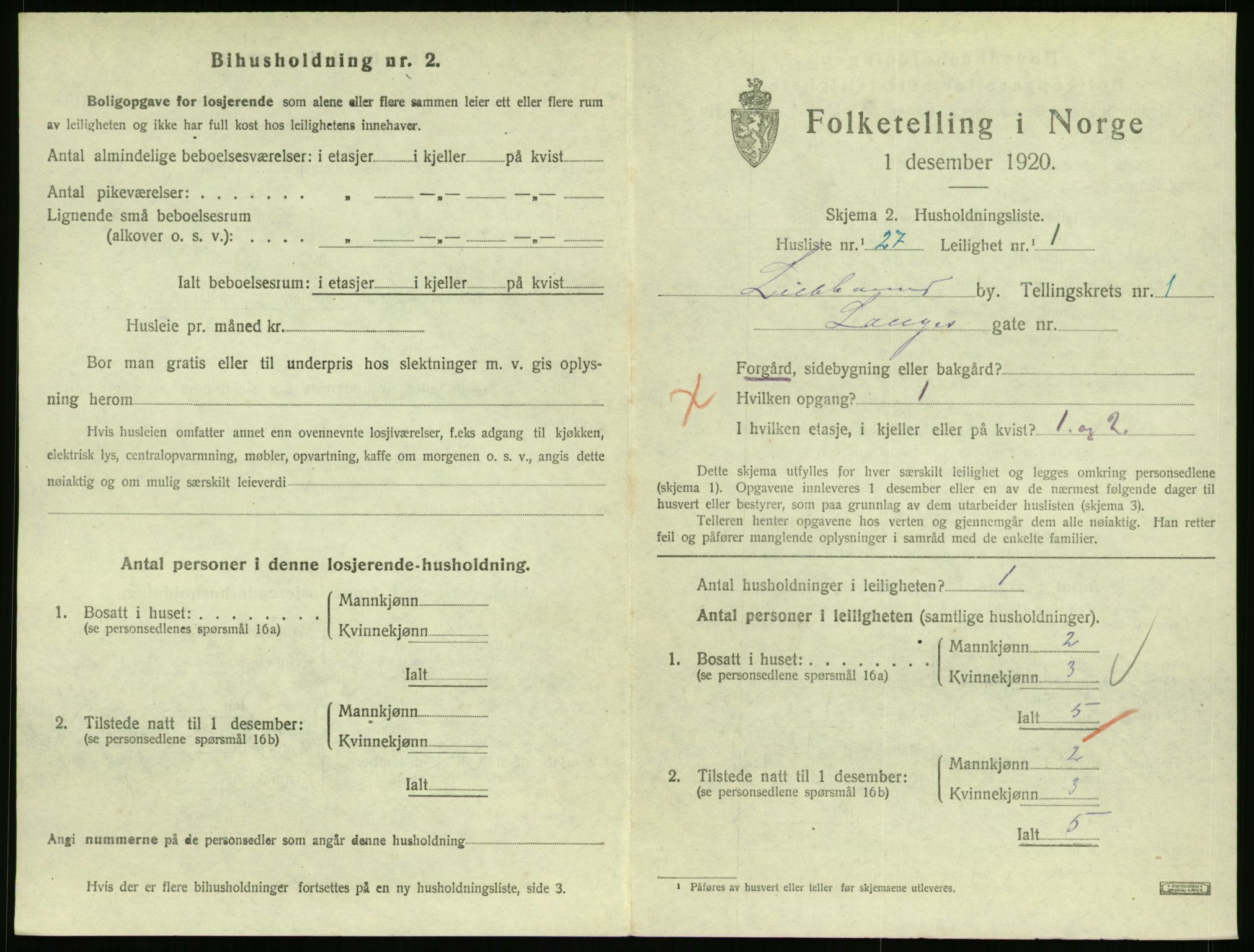 SAH, Folketelling 1920 for 0501 Lillehammer kjøpstad, 1920, s. 1432
