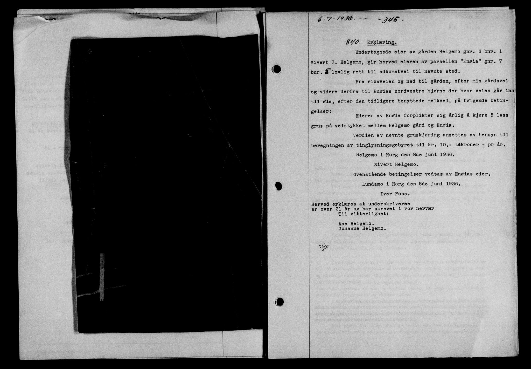 Gauldal sorenskriveri, SAT/A-0014/1/2/2C/L0046: Pantebok nr. 49-50, 1936-1937, Dagboknr: 840/1936