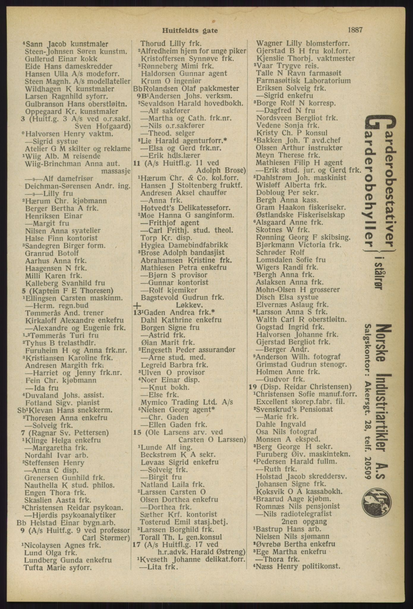 Kristiania/Oslo adressebok, PUBL/-, 1936, s. 1887