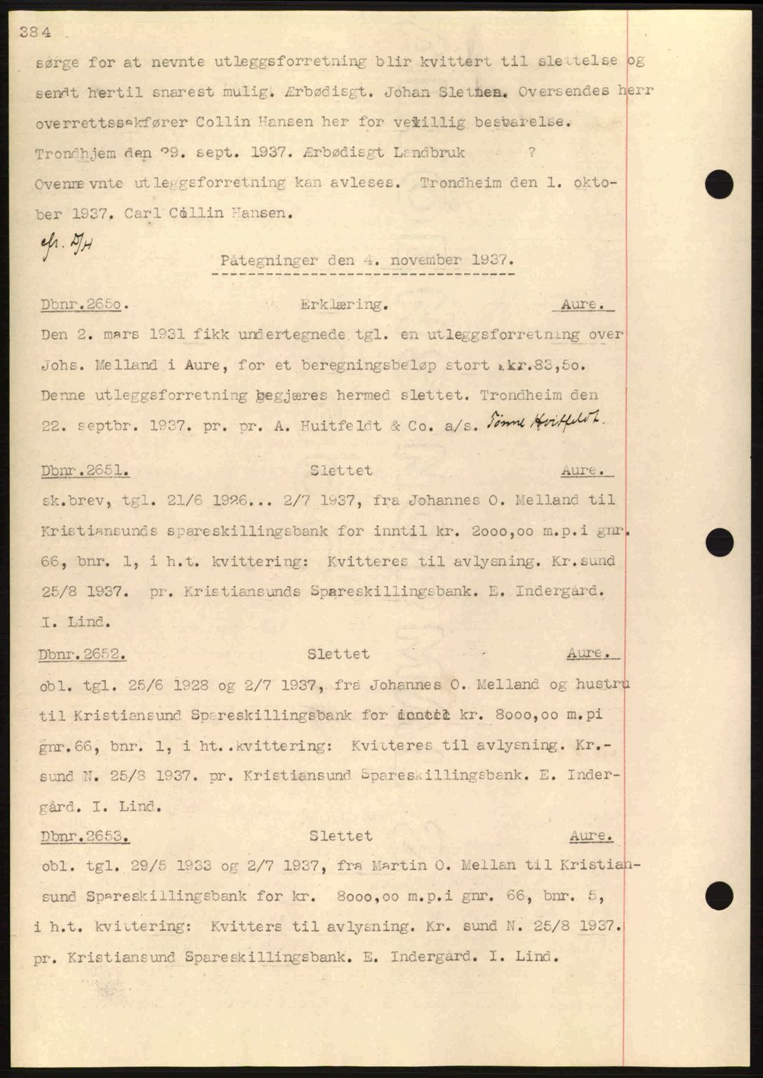 Nordmøre sorenskriveri, SAT/A-4132/1/2/2Ca: Pantebok nr. C80, 1936-1939, Dagboknr: 2650/1937