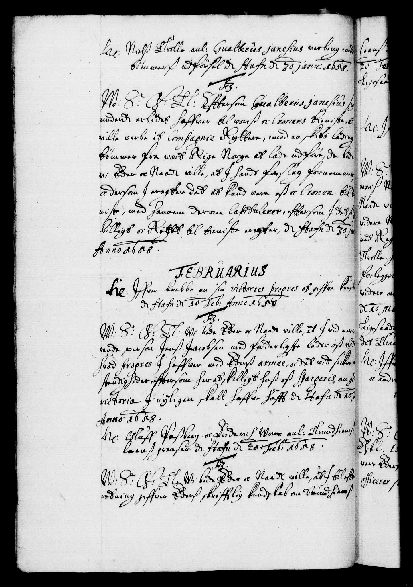 Danske Kanselli 1572-1799, AV/RA-EA-3023/F/Fc/Fca/Fcab/L0010: Norske tegnelser (mikrofilm), 1657-1660, s. 62b