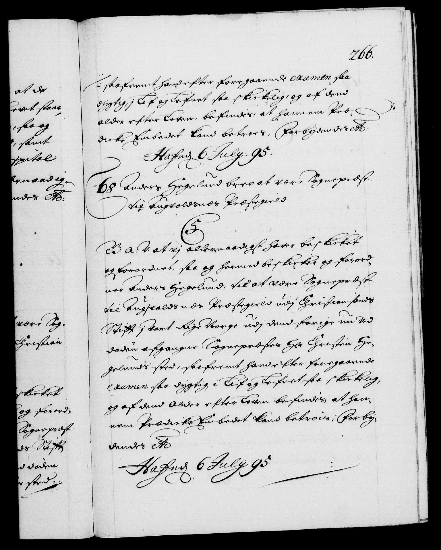 Danske Kanselli 1572-1799, RA/EA-3023/F/Fc/Fca/Fcaa/L0016: Norske registre (mikrofilm), 1692-1697, s. 266a