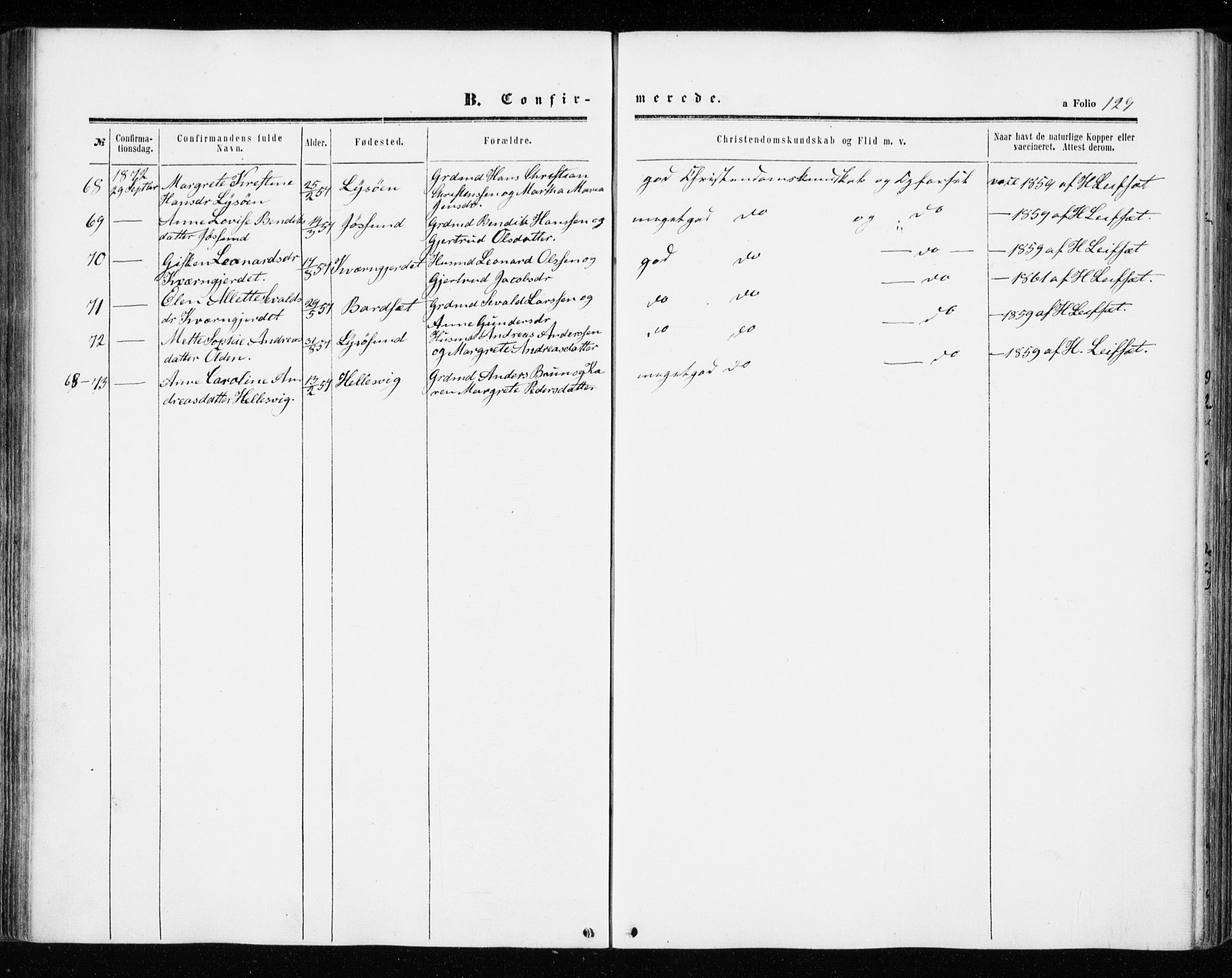 Ministerialprotokoller, klokkerbøker og fødselsregistre - Sør-Trøndelag, SAT/A-1456/655/L0678: Ministerialbok nr. 655A07, 1861-1873, s. 129