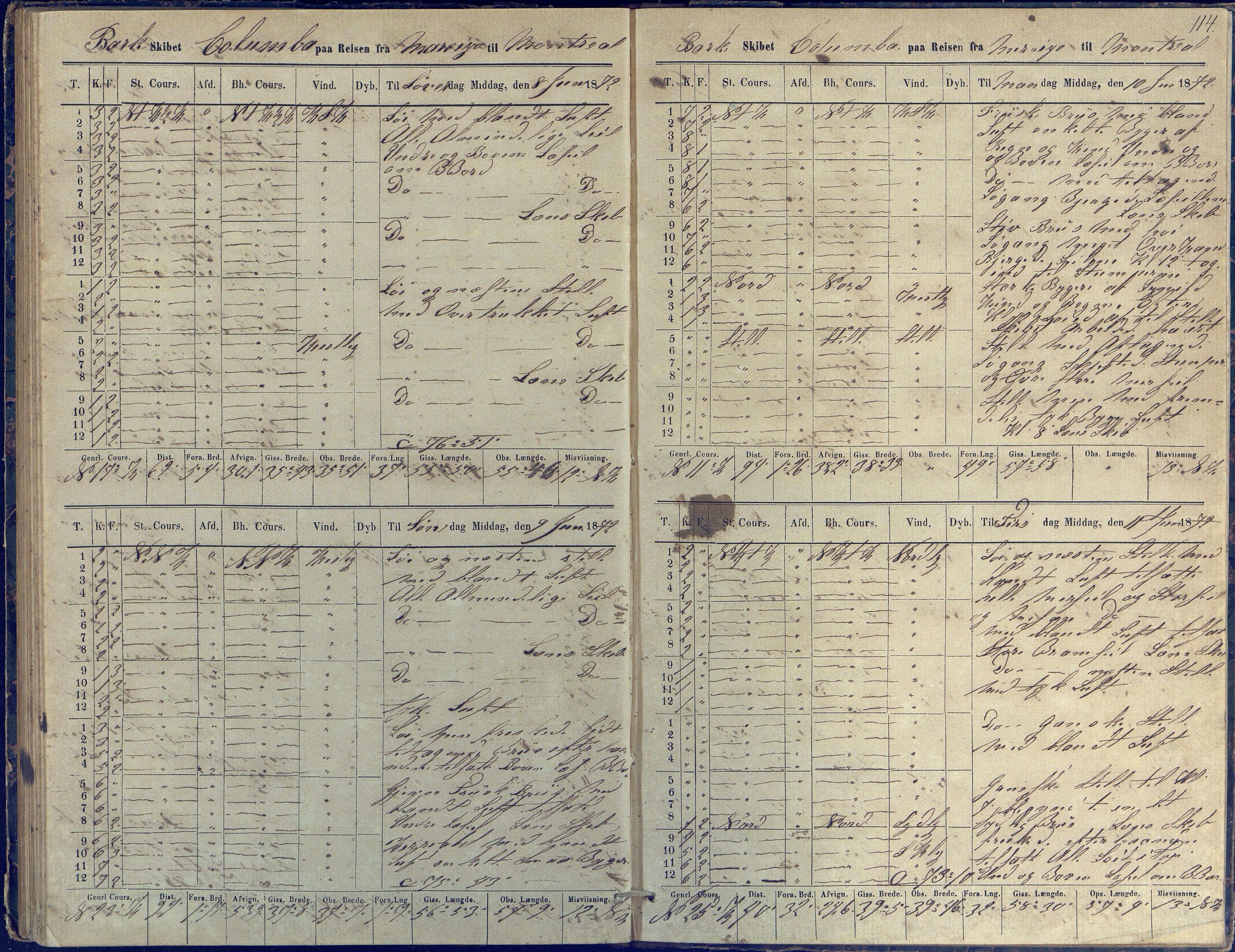 Fartøysarkivet, AAKS/PA-1934/F/L0076/0002: Flere fartøy (se mappenivå) / Columba (båttype ikke oppgitt), 1870-1872, s. 114