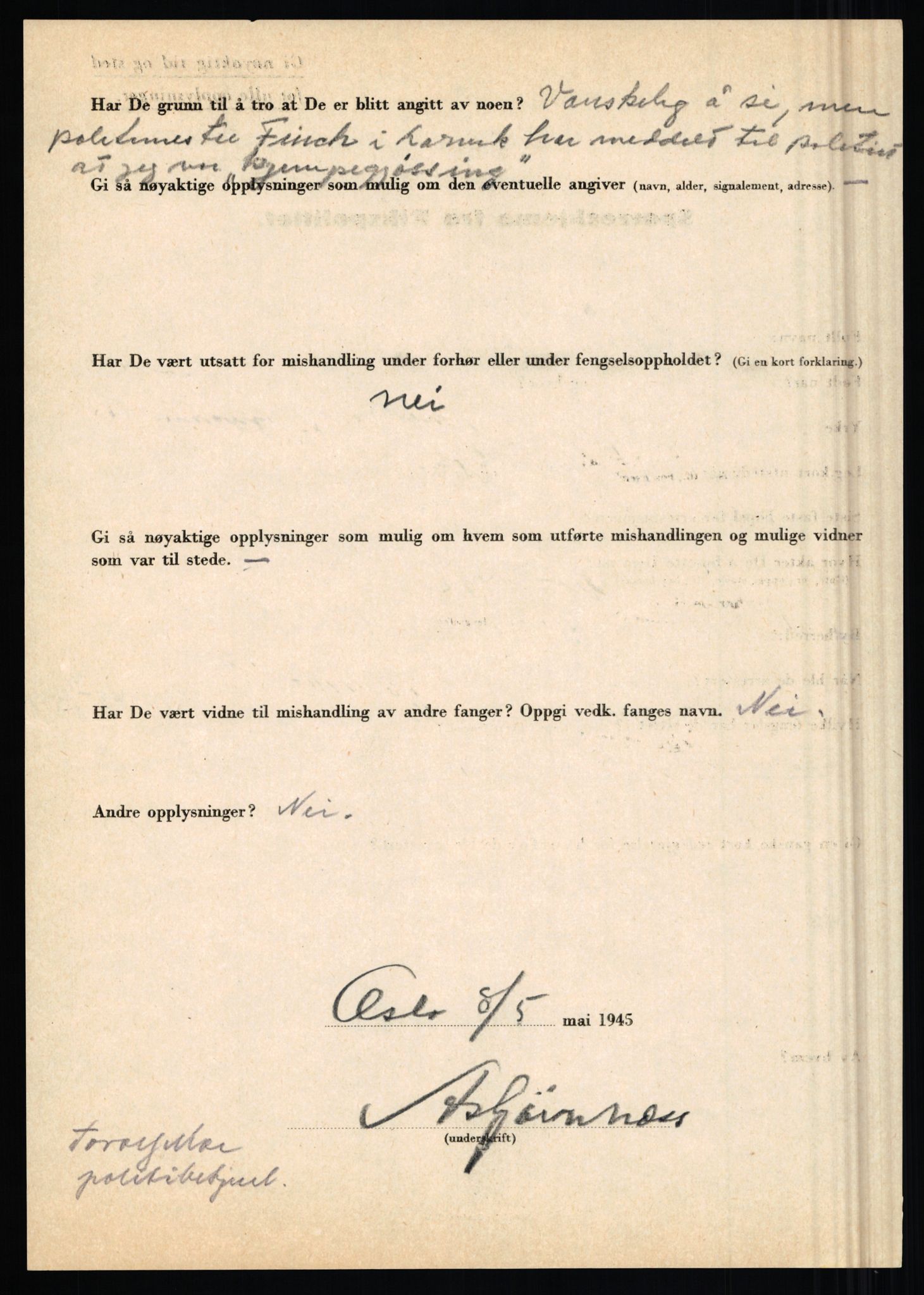 Rikspolitisjefen, AV/RA-S-1560/L/L0012: Mogensen, Øivind - Noraas, Lars, 1940-1945, s. 419