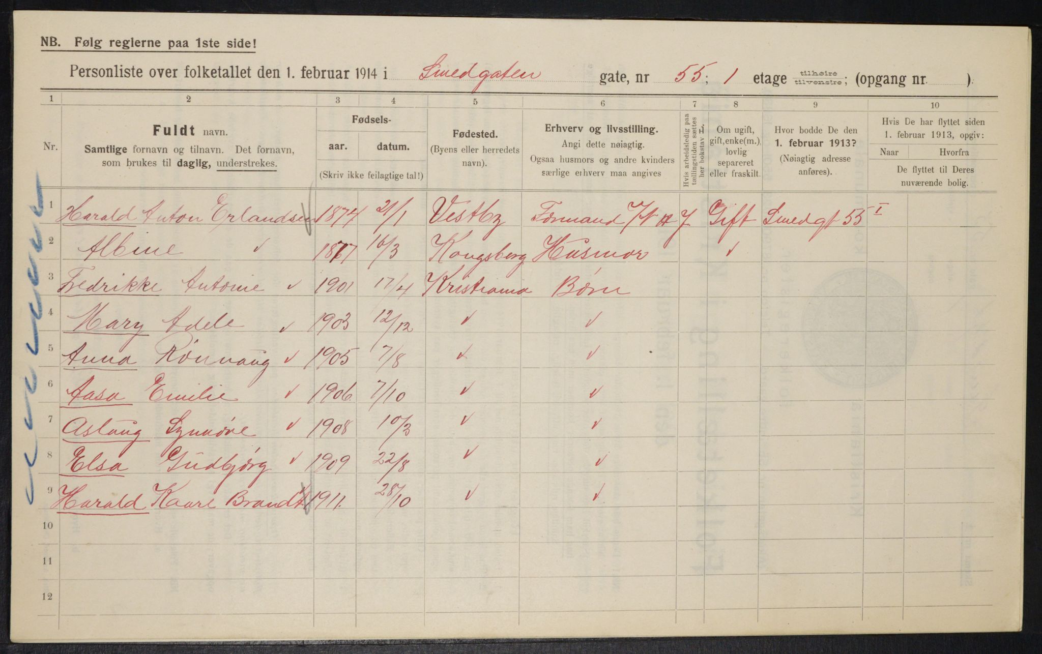 OBA, Kommunal folketelling 1.2.1914 for Kristiania, 1914, s. 97552