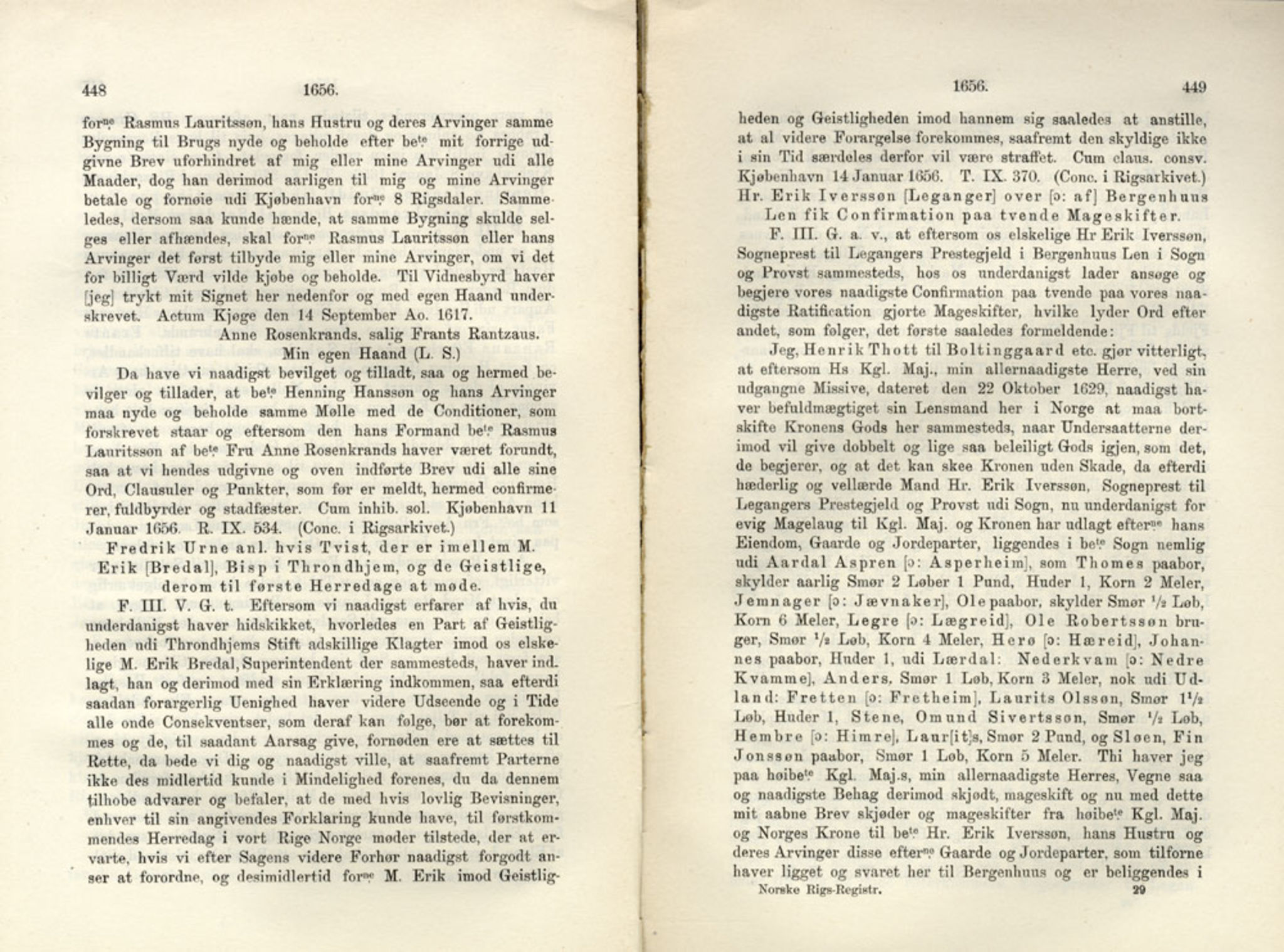 Publikasjoner utgitt av Det Norske Historiske Kildeskriftfond, PUBL/-/-/-: Norske Rigs-Registranter, bind 11, 1653-1656, s. 448-449