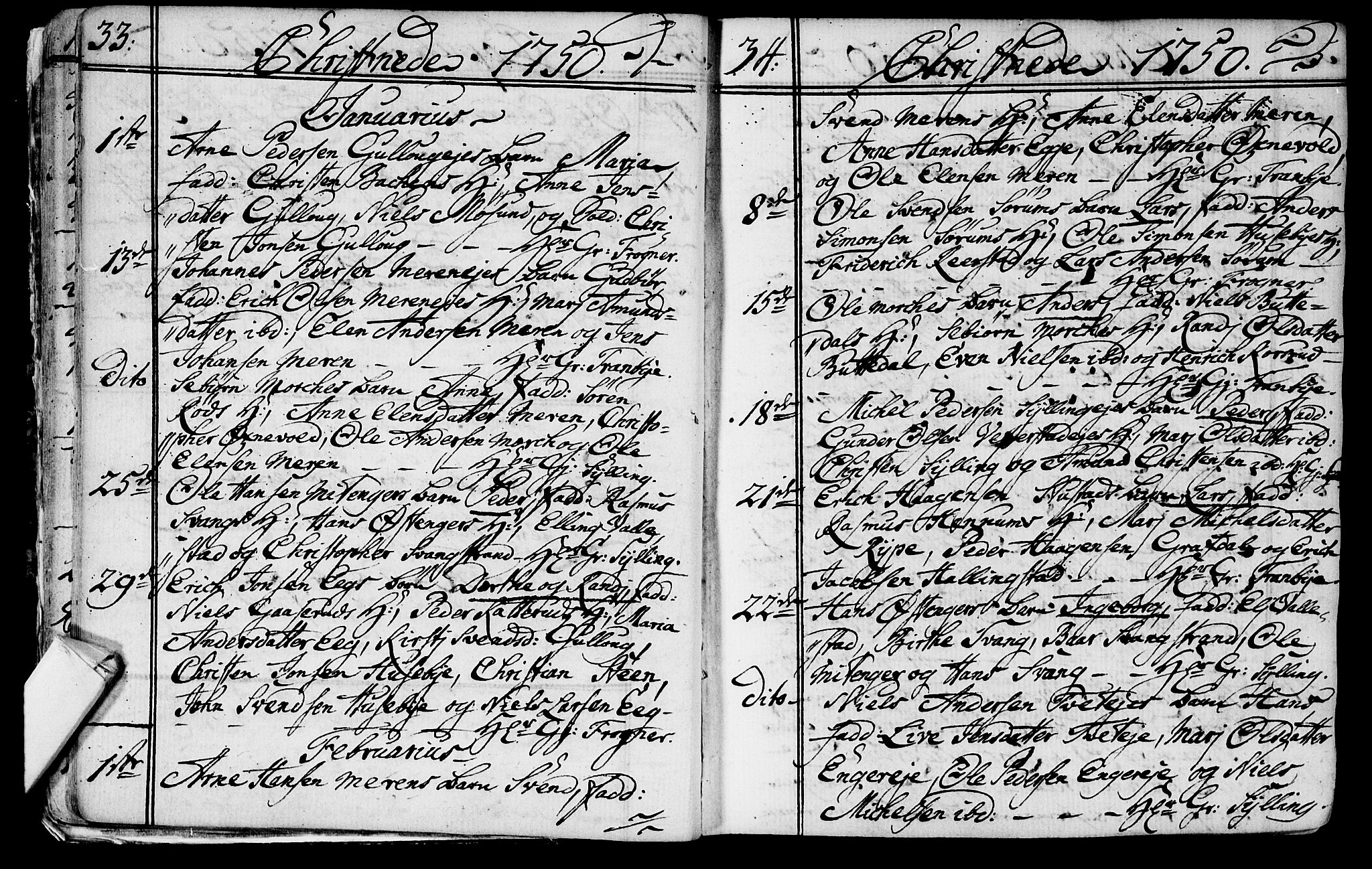 Lier kirkebøker, SAKO/A-230/F/Fa/L0004: Ministerialbok nr. I 4, 1749-1764, s. 33-34