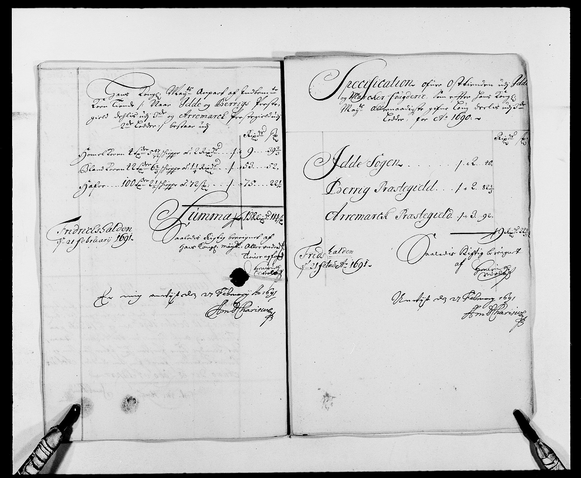 Rentekammeret inntil 1814, Reviderte regnskaper, Fogderegnskap, AV/RA-EA-4092/R01/L0010: Fogderegnskap Idd og Marker, 1690-1691, s. 197