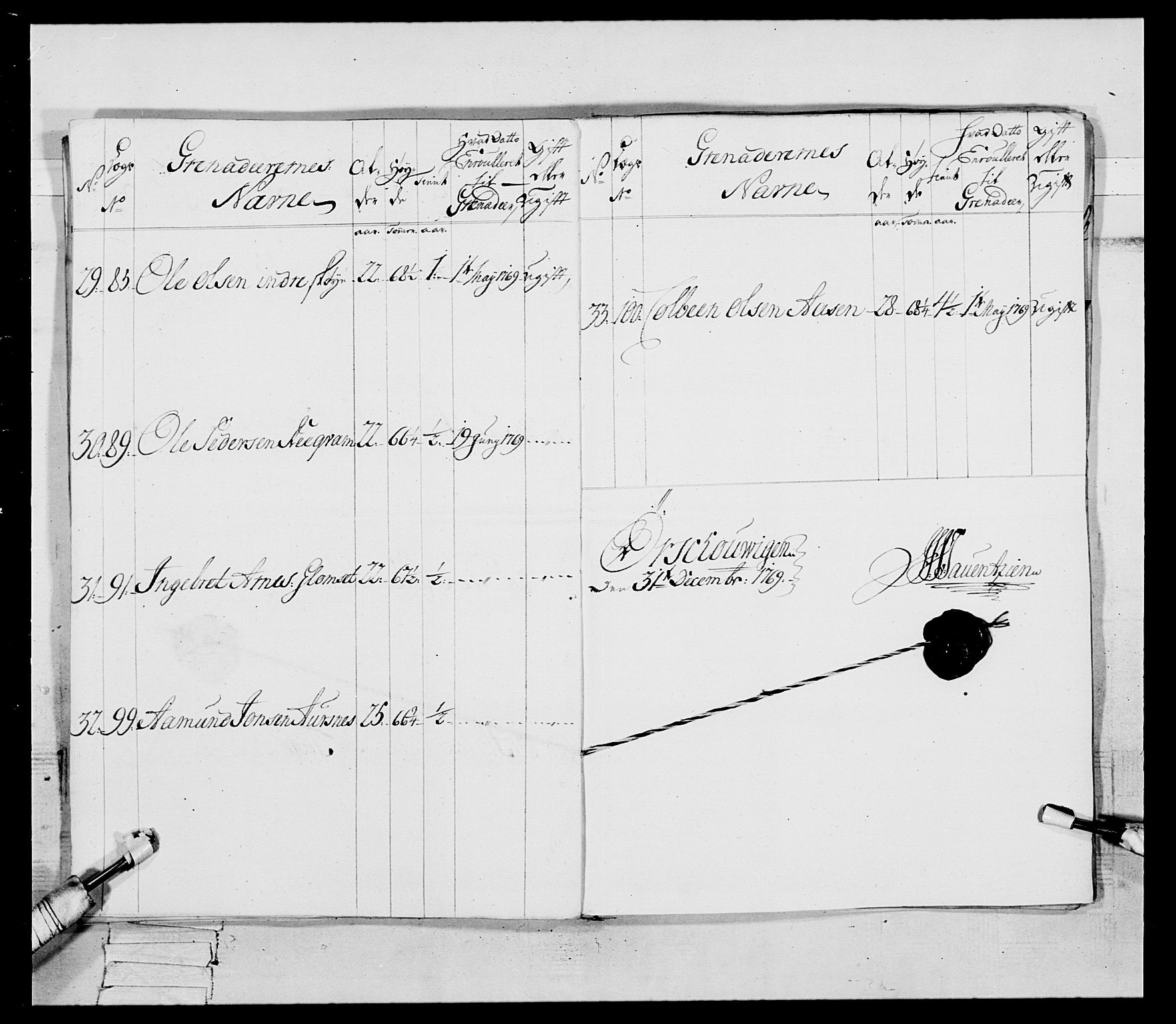 Generalitets- og kommissariatskollegiet, Det kongelige norske kommissariatskollegium, AV/RA-EA-5420/E/Eh/L0089: 1. Bergenhusiske nasjonale infanteriregiment, 1769-1773, s. 72