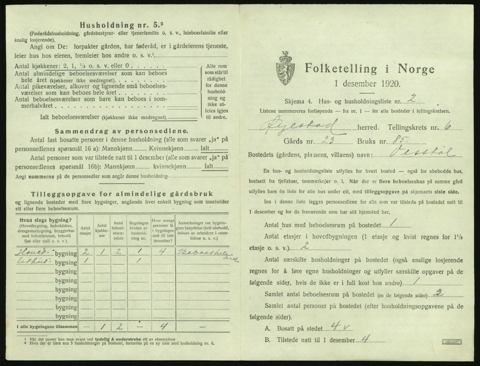 SAK, Folketelling 1920 for 0920 Øyestad herred, 1920, s. 504