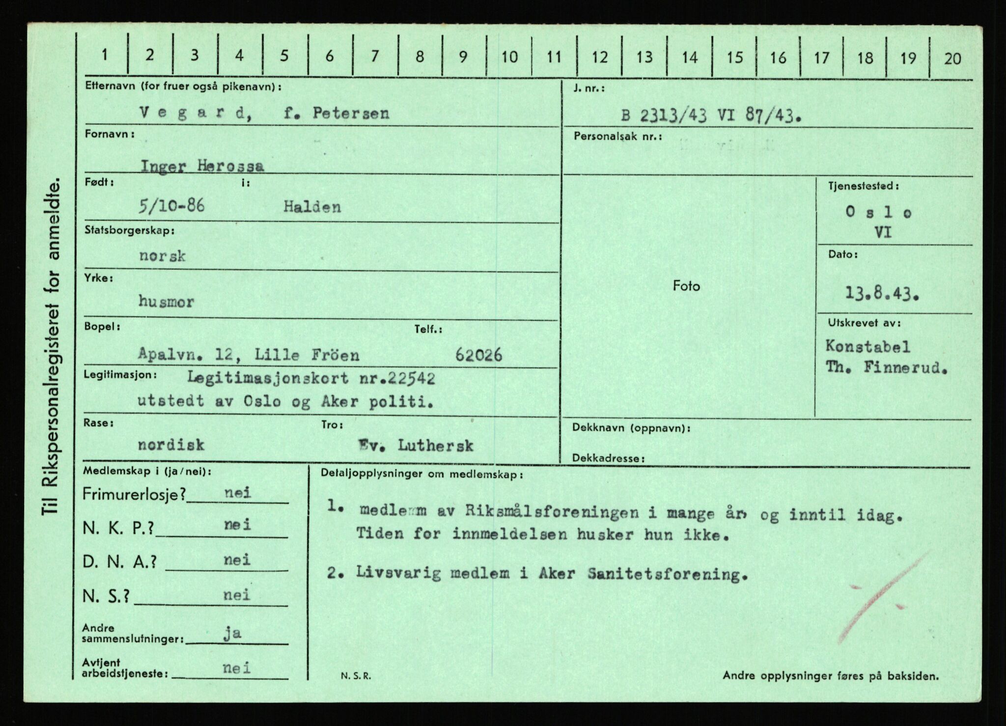 Statspolitiet - Hovedkontoret / Osloavdelingen, AV/RA-S-1329/C/Ca/L0016: Uberg - Øystese, 1943-1945, s. 752