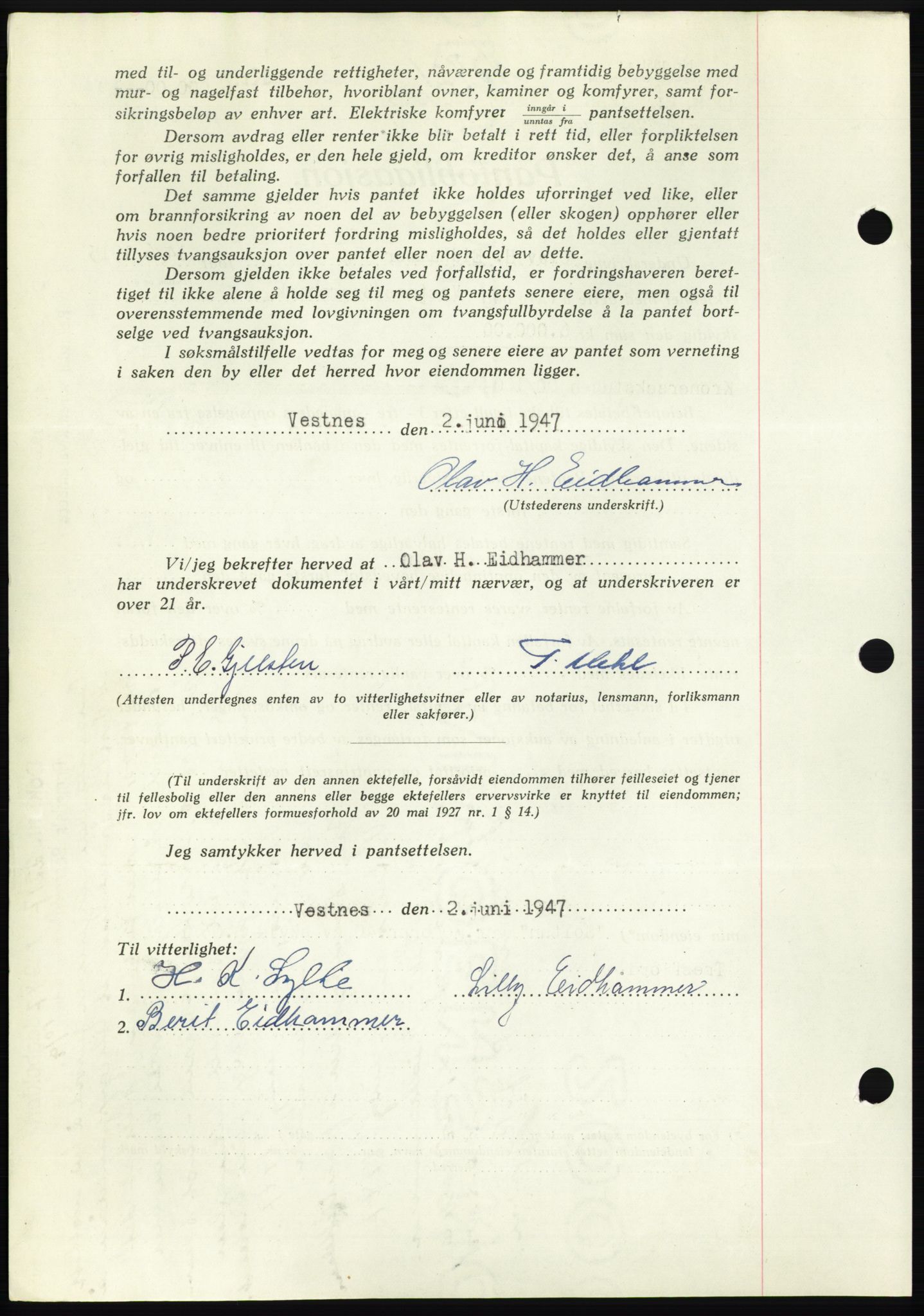 Romsdal sorenskriveri, AV/SAT-A-4149/1/2/2C: Pantebok nr. B3, 1946-1948, Dagboknr: 1455/1947