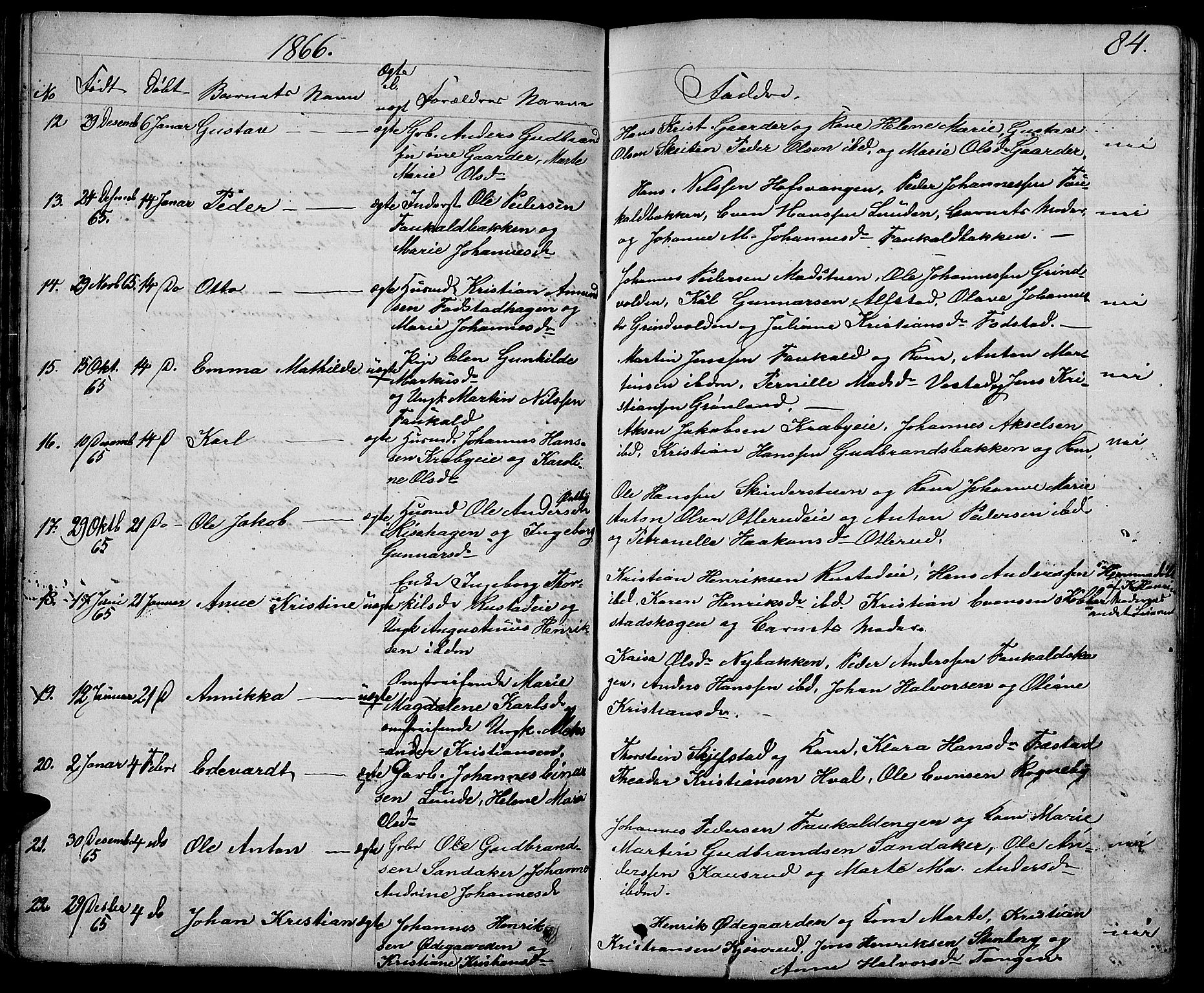 Østre Toten prestekontor, AV/SAH-PREST-104/H/Ha/Hab/L0004: Klokkerbok nr. 4, 1858-1886, s. 84