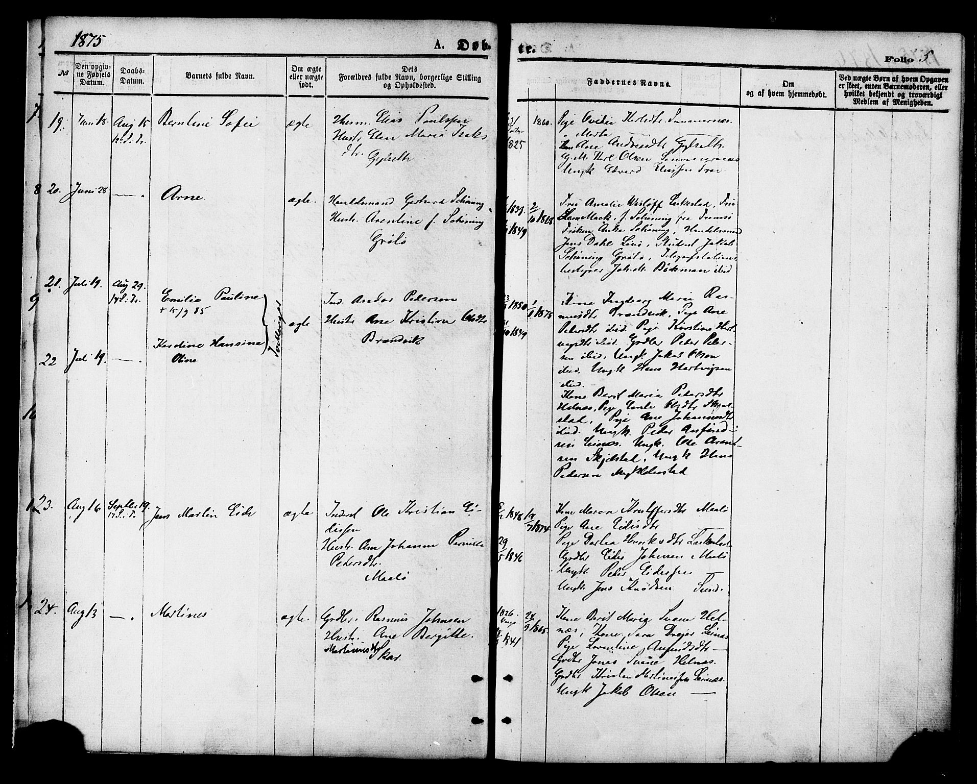 Ministerialprotokoller, klokkerbøker og fødselsregistre - Nordland, AV/SAT-A-1459/857/L0821: Ministerialbok nr. 857A01, 1875-1889, s. 5