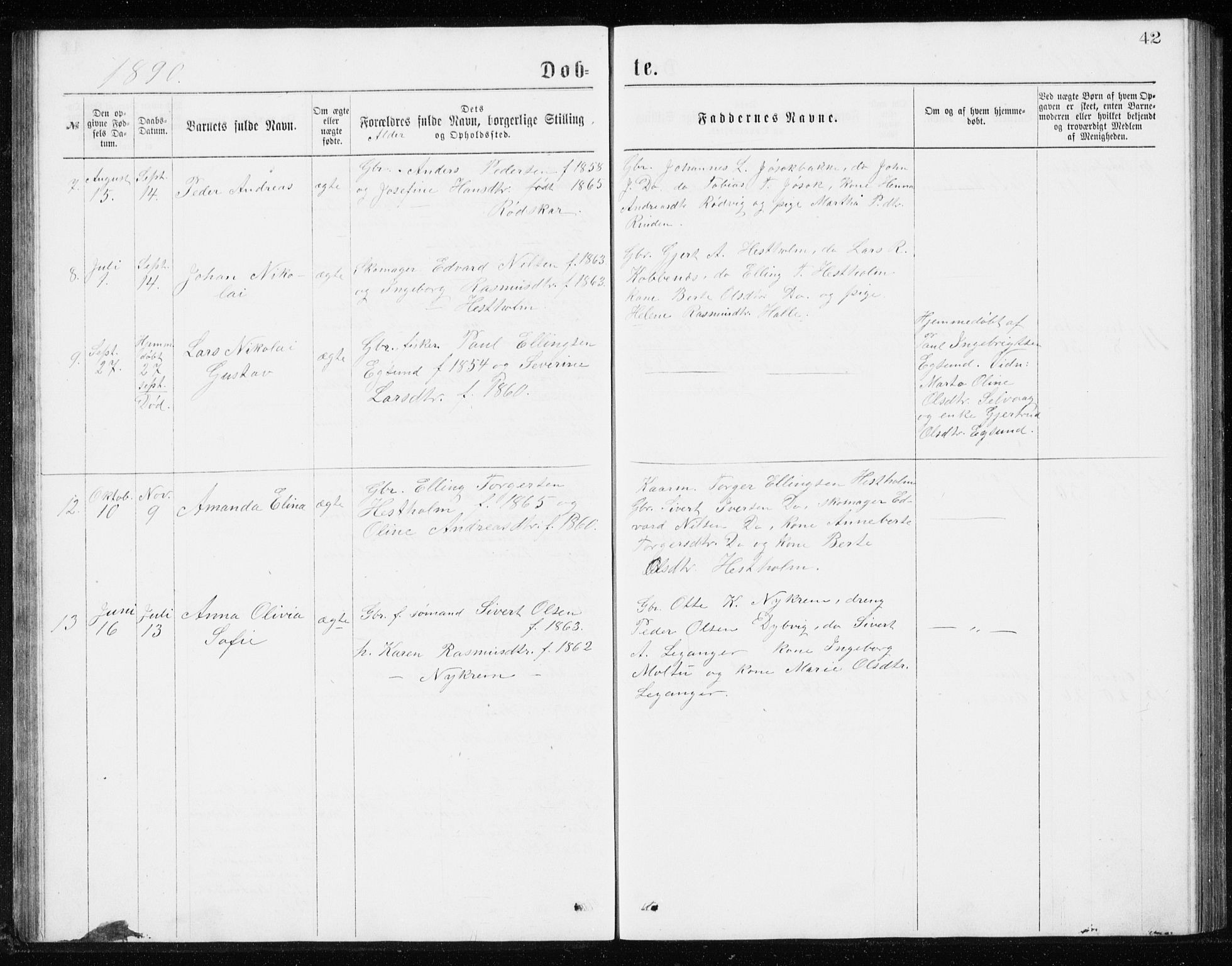 Ministerialprotokoller, klokkerbøker og fødselsregistre - Møre og Romsdal, AV/SAT-A-1454/508/L0097: Klokkerbok nr. 508C01, 1873-1897, s. 42