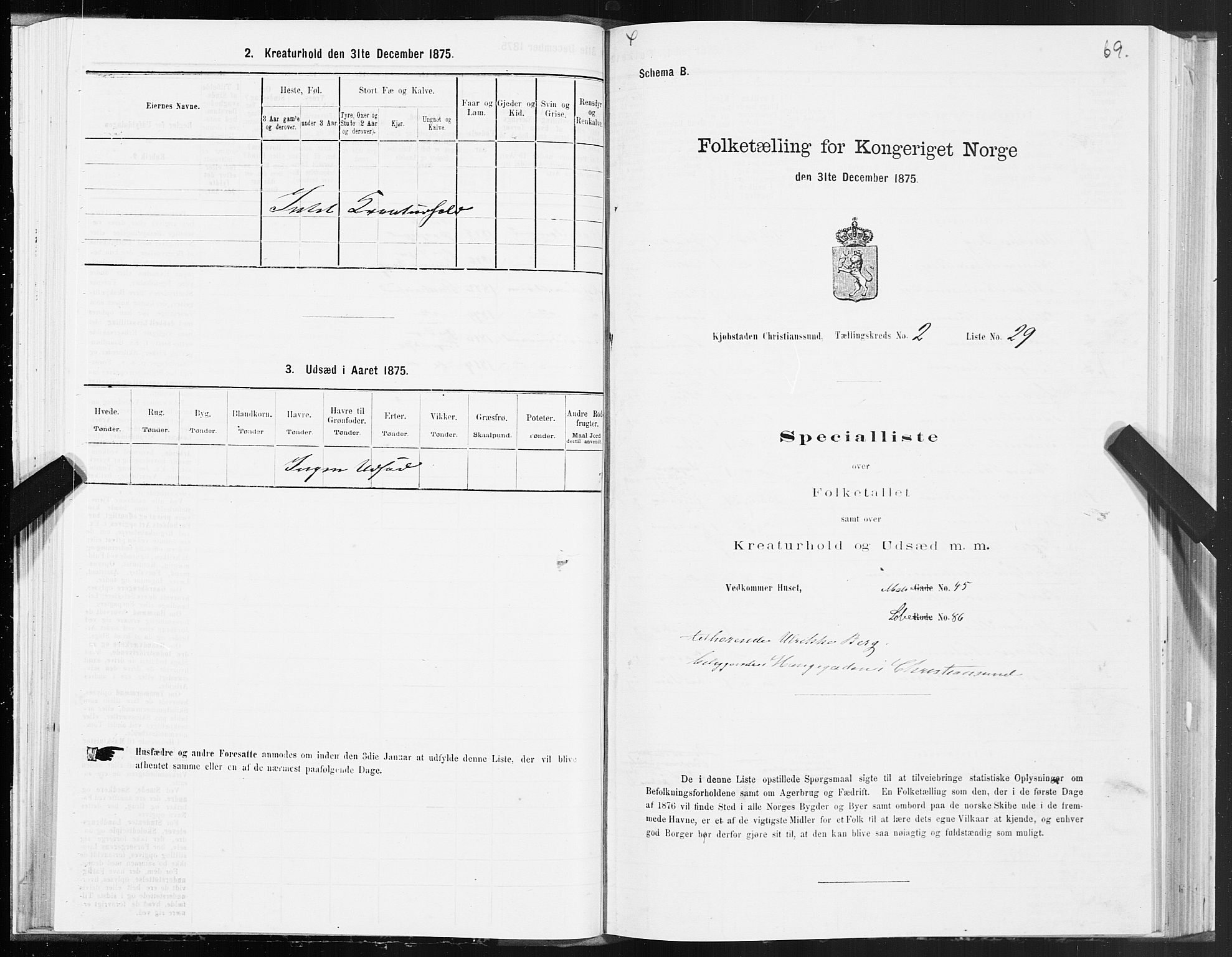 SAT, Folketelling 1875 for 1503B Kristiansund prestegjeld, Kristiansund kjøpstad, 1875, s. 2069