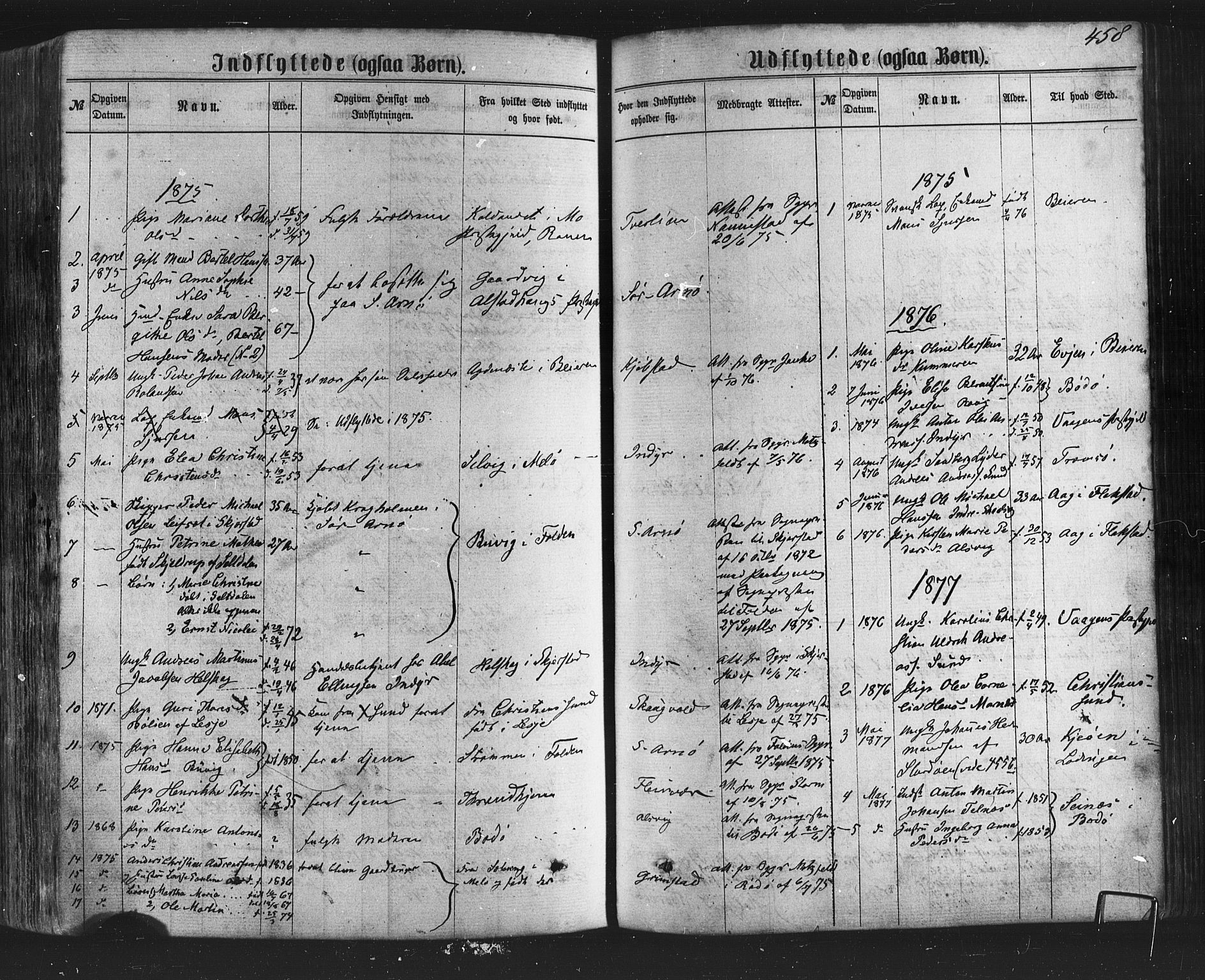 Ministerialprotokoller, klokkerbøker og fødselsregistre - Nordland, AV/SAT-A-1459/805/L0098: Ministerialbok nr. 805A05, 1862-1879, s. 458