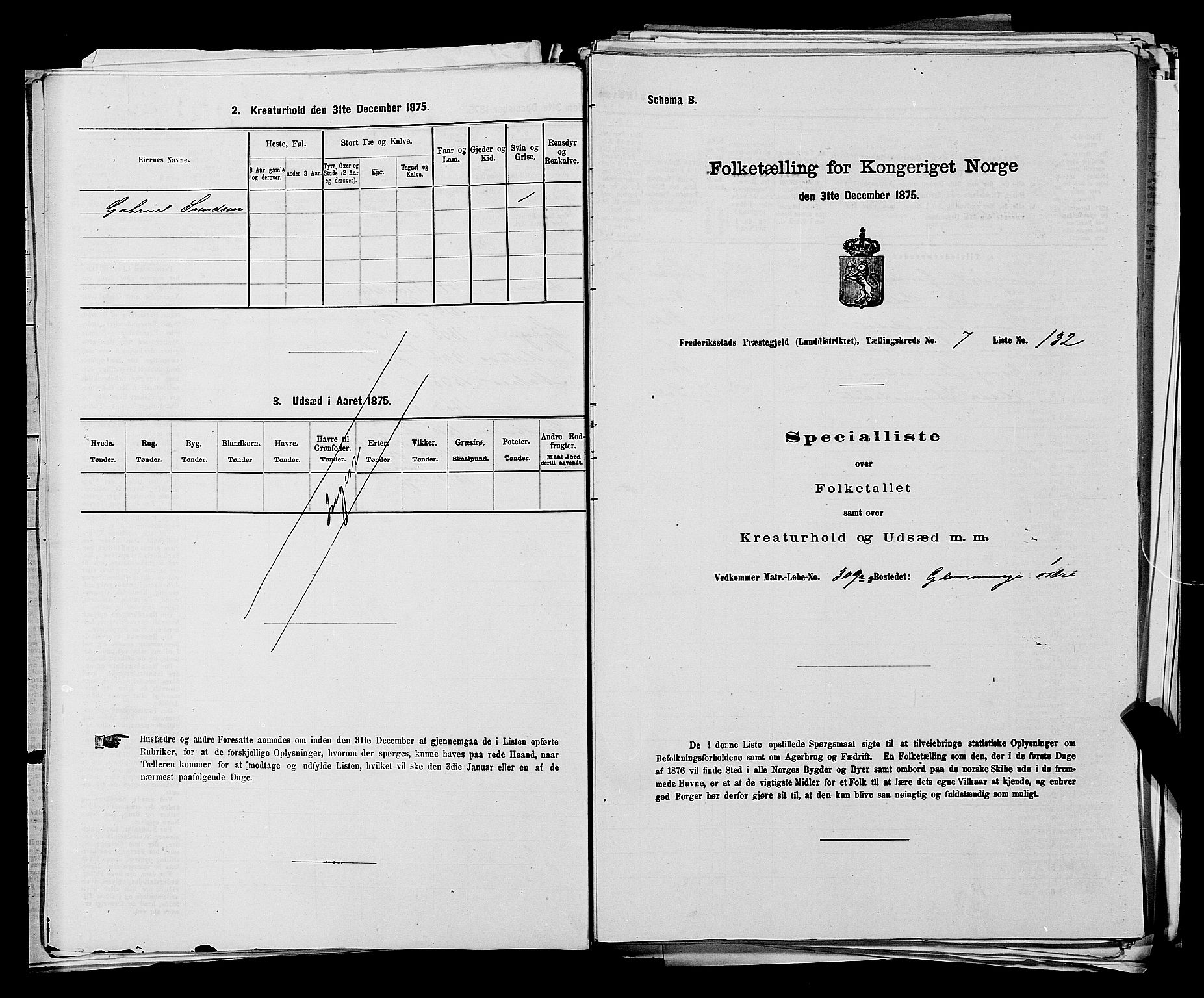 RA, Folketelling 1875 for 0132L Fredrikstad prestegjeld, Glemmen sokn, 1875, s. 1277