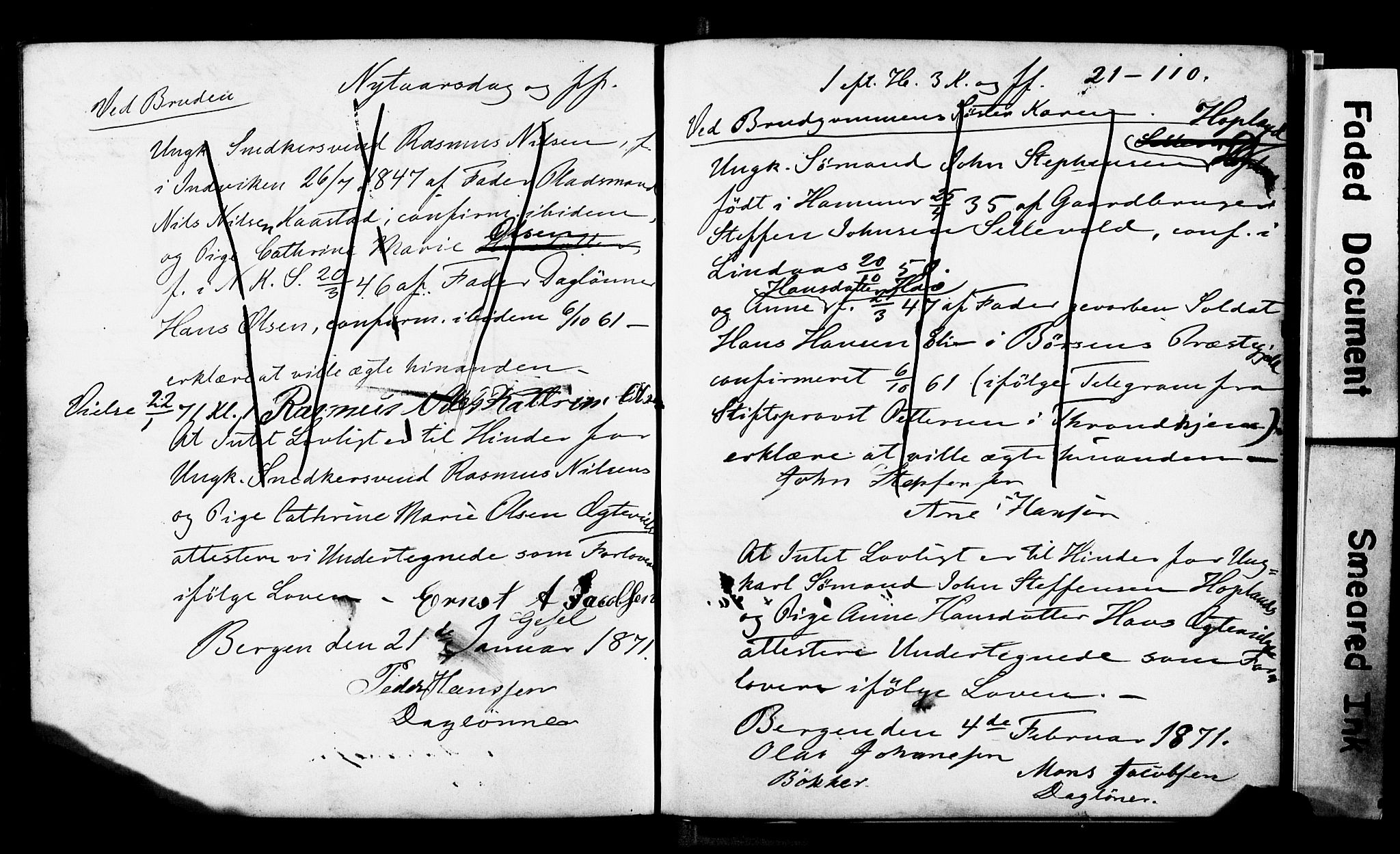 Korskirken sokneprestembete, SAB/A-76101: Forlovererklæringer nr. II.5.3, 1865-1871, s. 214