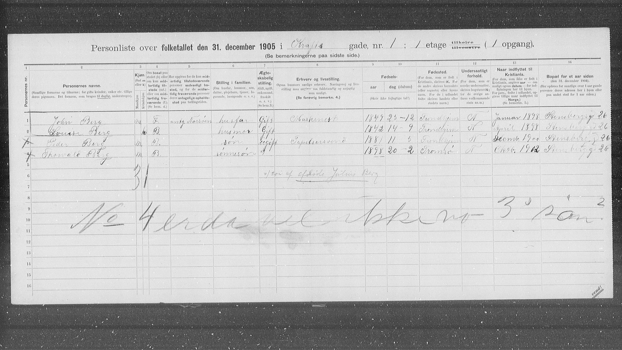 OBA, Kommunal folketelling 31.12.1905 for Kristiania kjøpstad, 1905, s. 28442