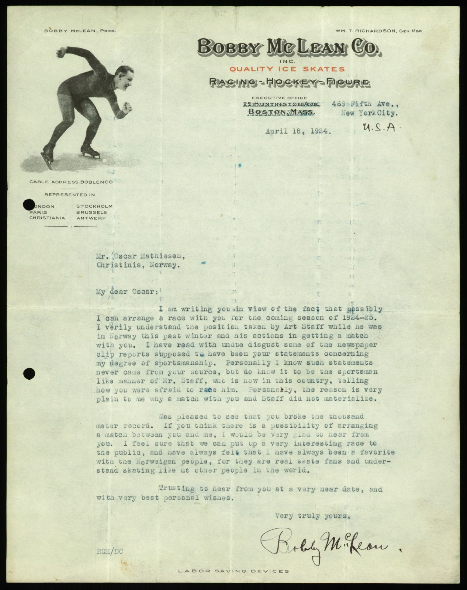 Mathisen, Oscar Wilhelm, AV/RA-PA-1912/Fa/L0001: Inngående korrespondanse, 1916-1954, s. 46