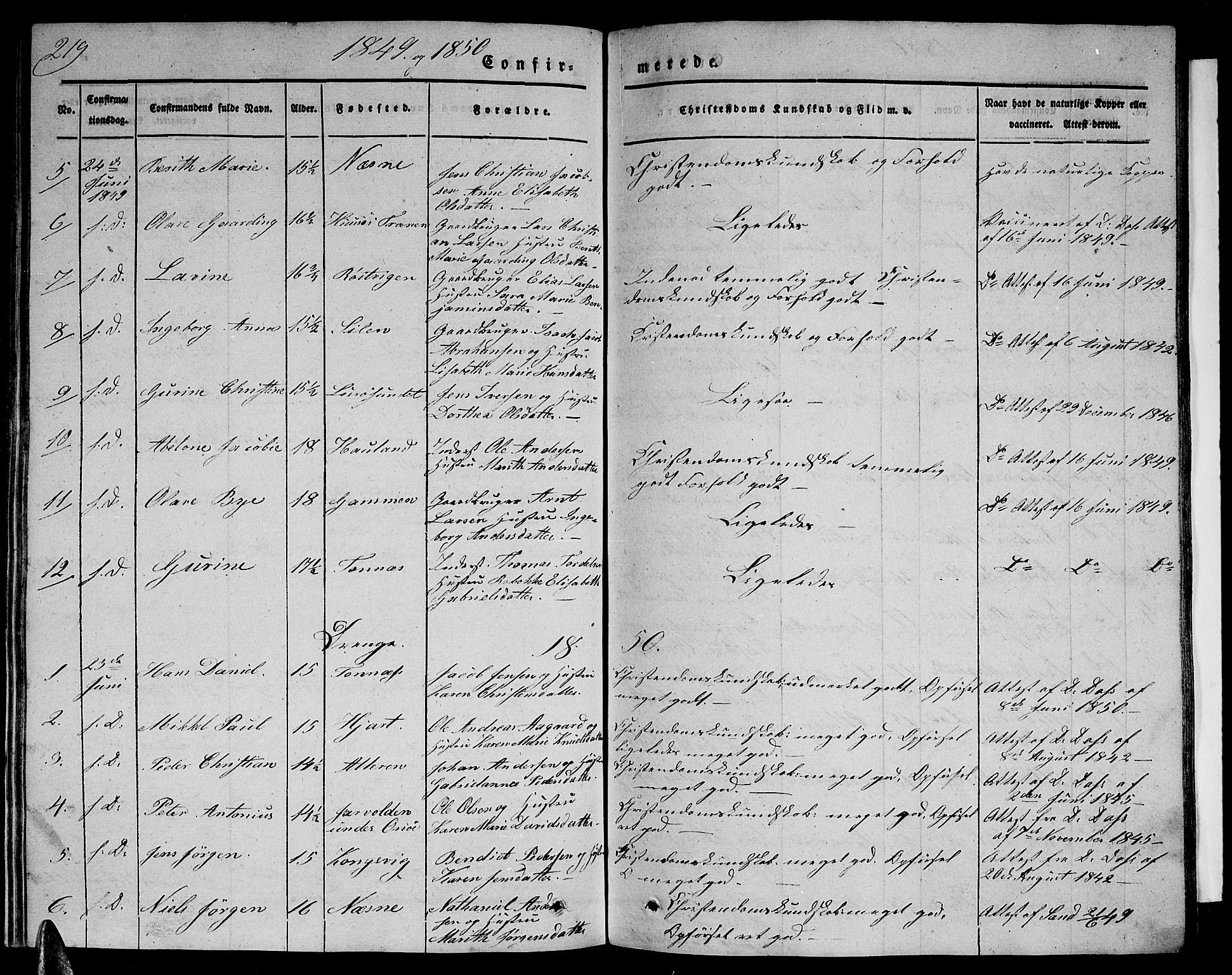 Ministerialprotokoller, klokkerbøker og fødselsregistre - Nordland, SAT/A-1459/839/L0572: Klokkerbok nr. 839C02, 1841-1873, s. 219