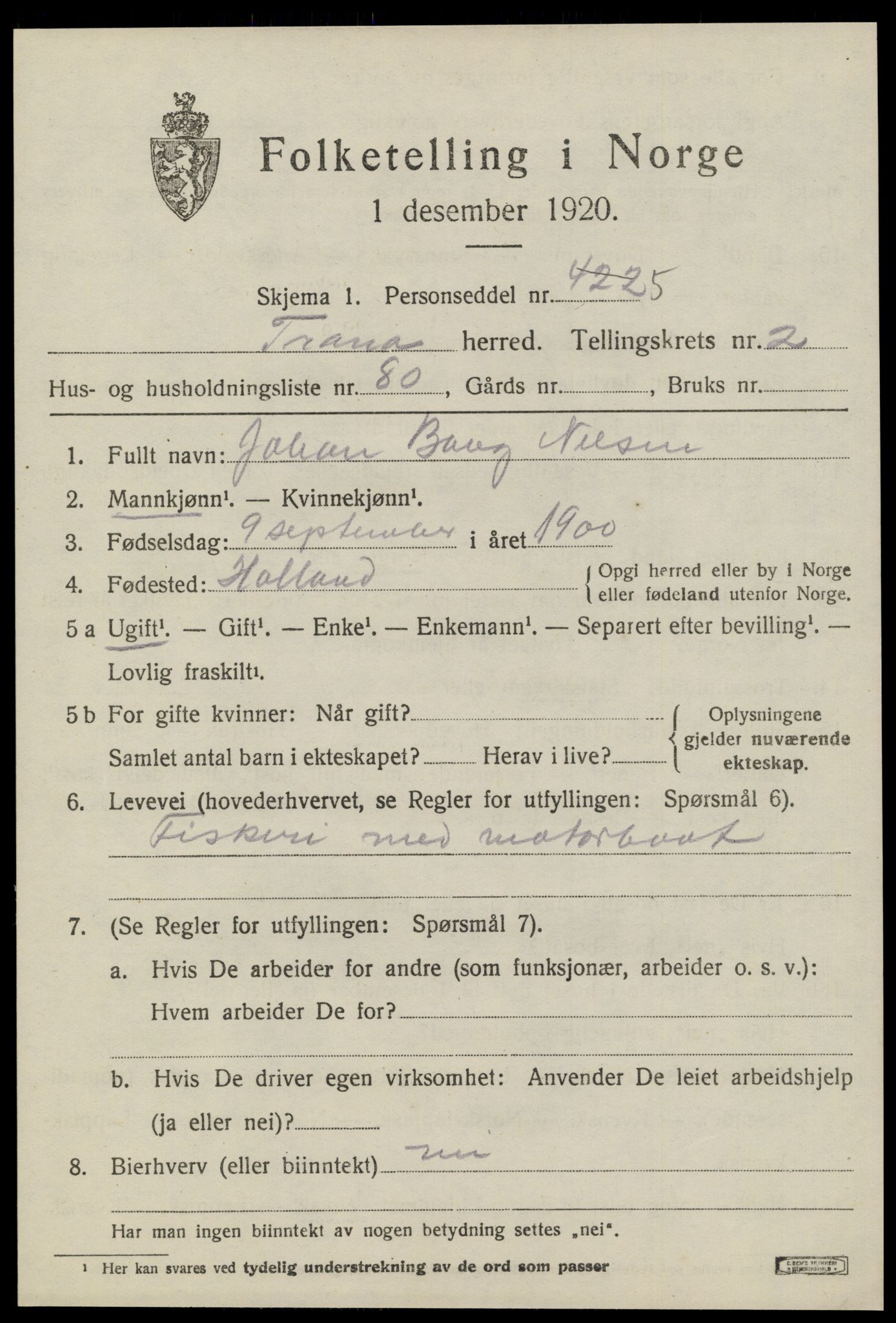 SAT, Folketelling 1920 for 1835 Træna herred, 1920, s. 1272