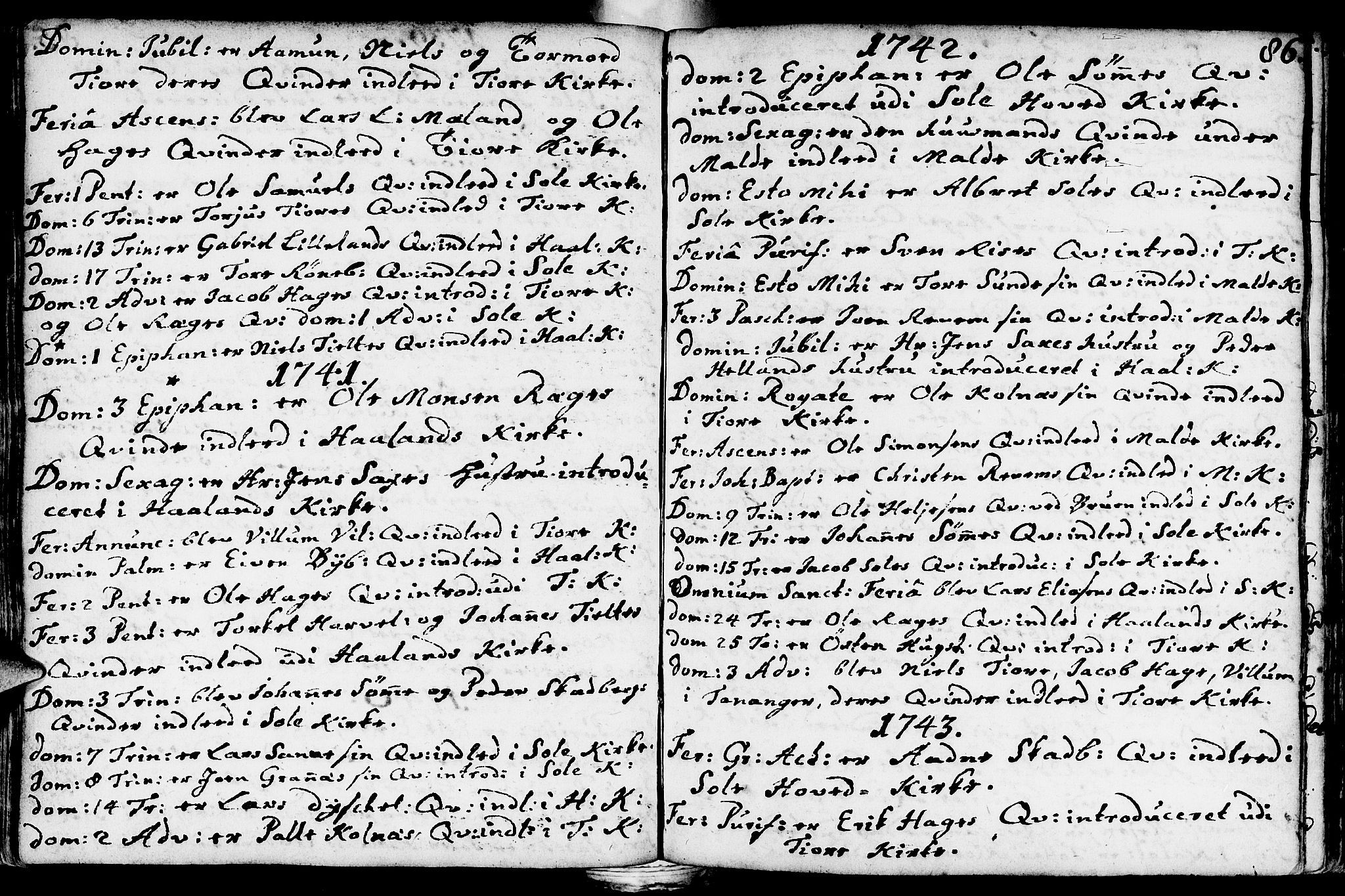 Håland sokneprestkontor, AV/SAST-A-101802/001/30BA/L0002: Ministerialbok nr. A 2, 1722-1794, s. 86