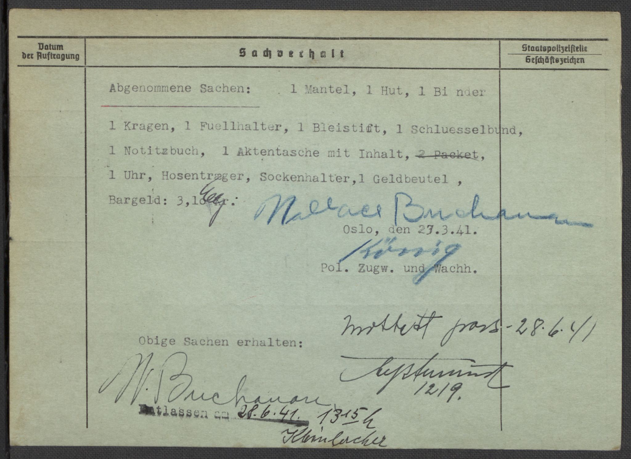 Befehlshaber der Sicherheitspolizei und des SD, RA/RAFA-5969/E/Ea/Eaa/L0002: Register over norske fanger i Møllergata 19: Bj-Eng, 1940-1945, s. 466