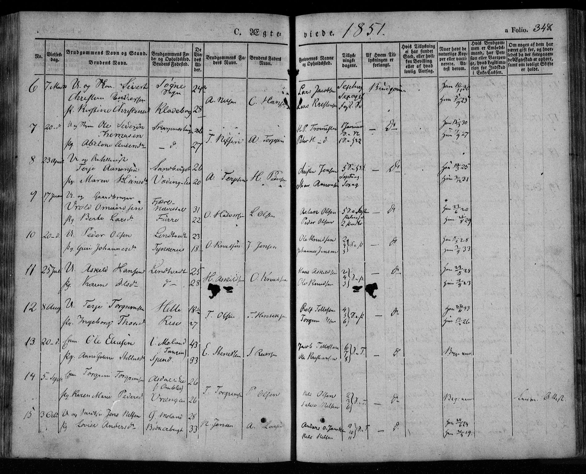 Øyestad sokneprestkontor, AV/SAK-1111-0049/F/Fa/L0014: Ministerialbok nr. A 14, 1843-1856, s. 348