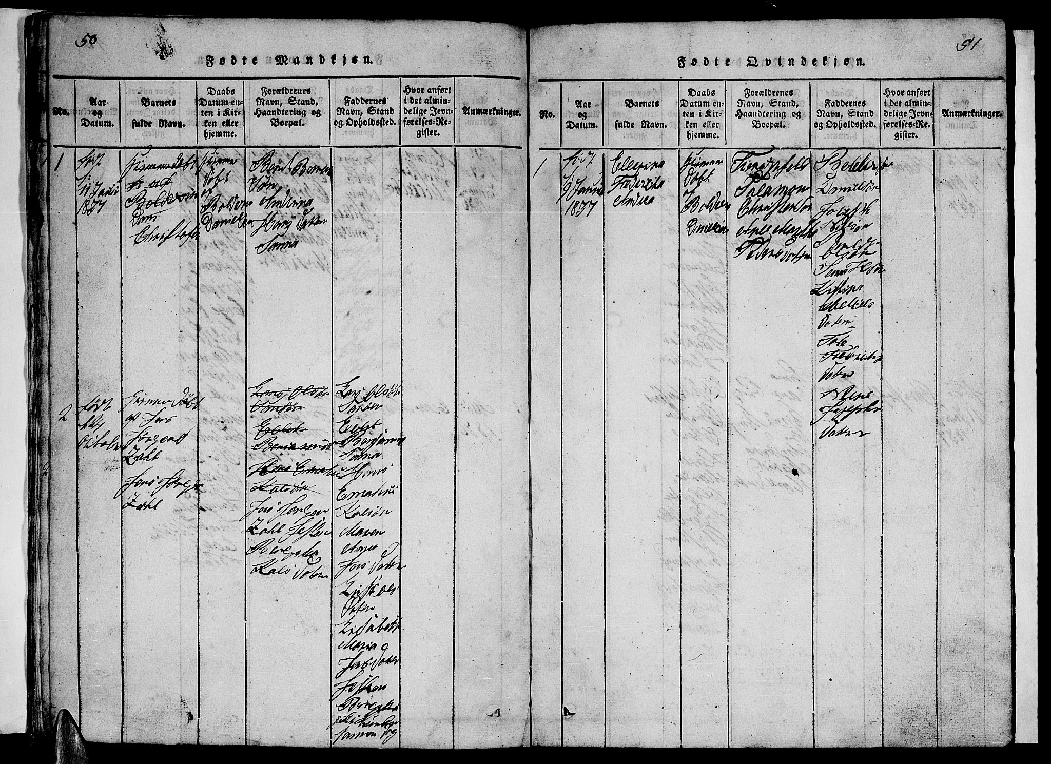 Ministerialprotokoller, klokkerbøker og fødselsregistre - Nordland, SAT/A-1459/840/L0581: Klokkerbok nr. 840C01, 1820-1873, s. 50-51