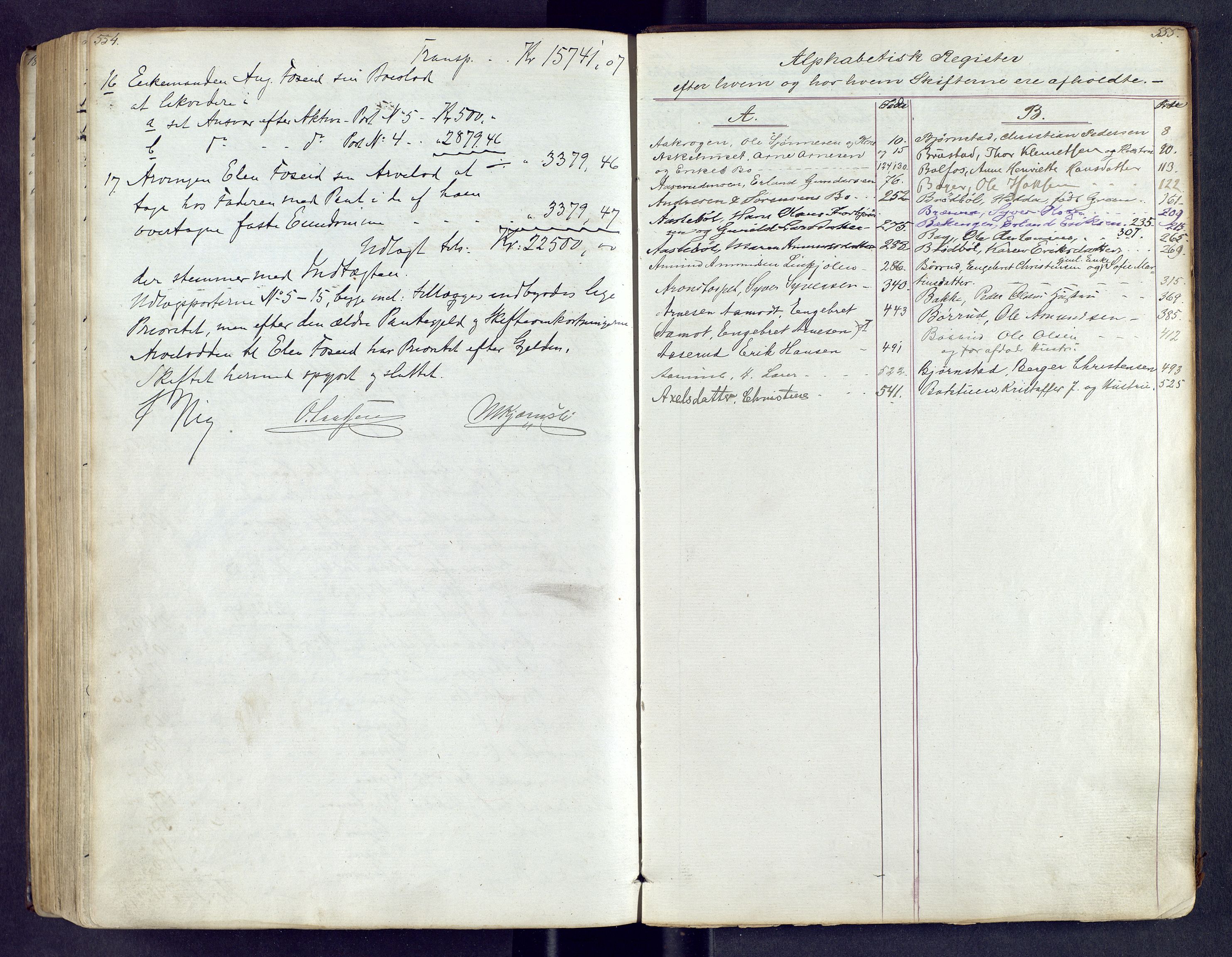 Vinger og Odal sorenskriveri, AV/SAH-TING-022/J/Jc/Jcb/L0005: Skifteutlodningsprotokoll - Vinger og Eidskog, 1869-1895, s. 554-555
