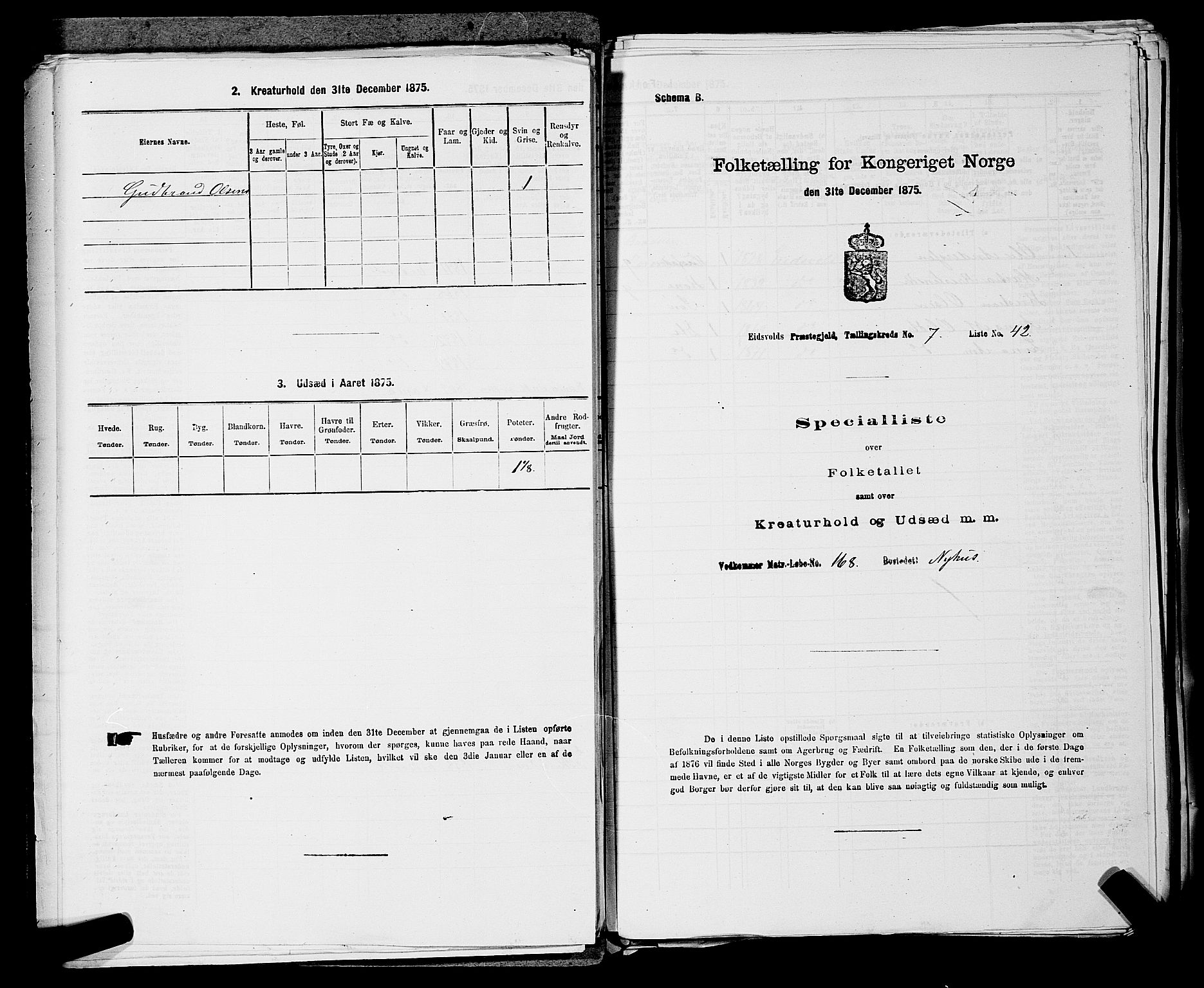 RA, Folketelling 1875 for 0237P Eidsvoll prestegjeld, 1875, s. 989