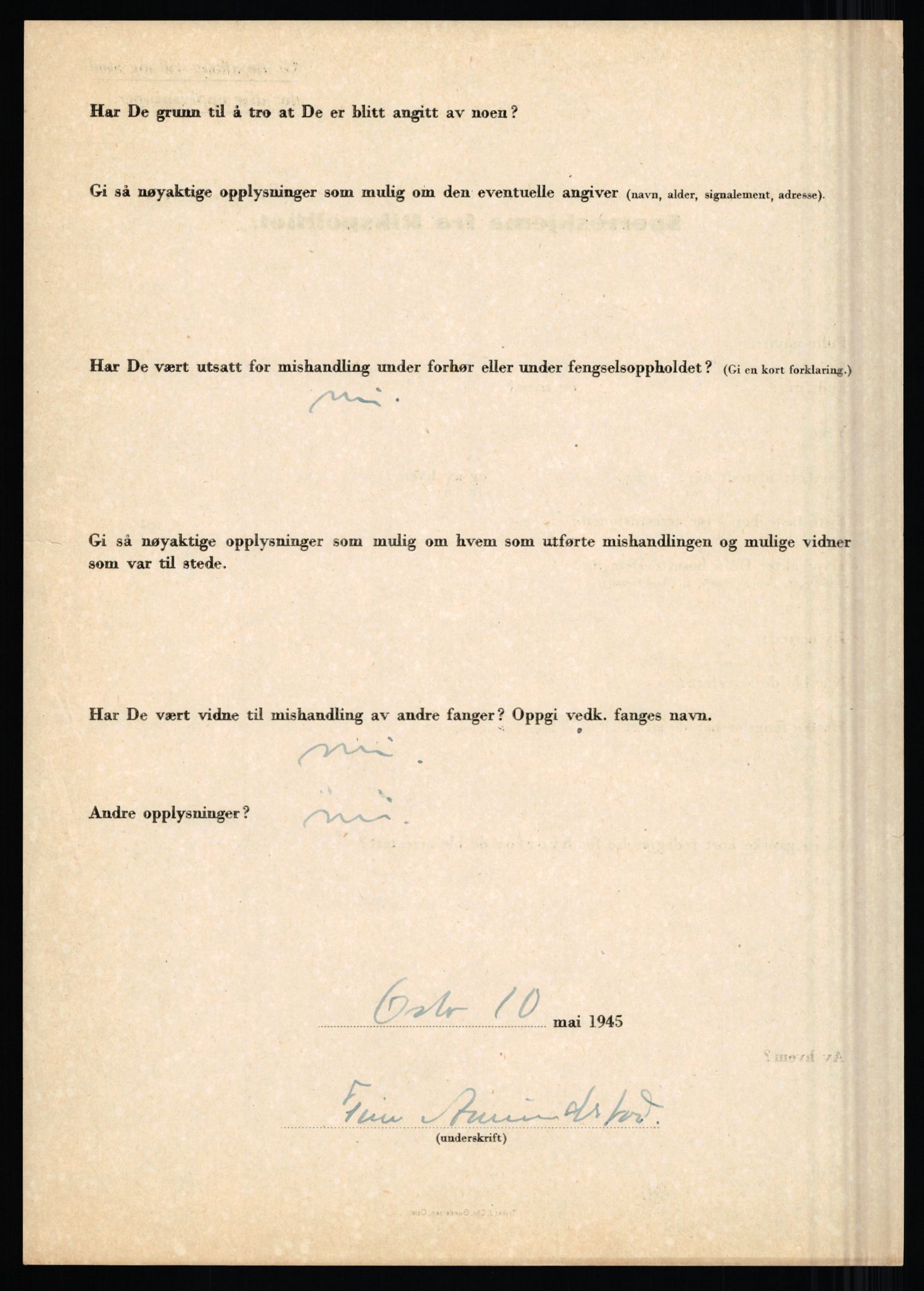 Rikspolitisjefen, AV/RA-S-1560/L/L0001: Abelseth, Rudolf - Berentsen, Odd, 1940-1945, s. 266