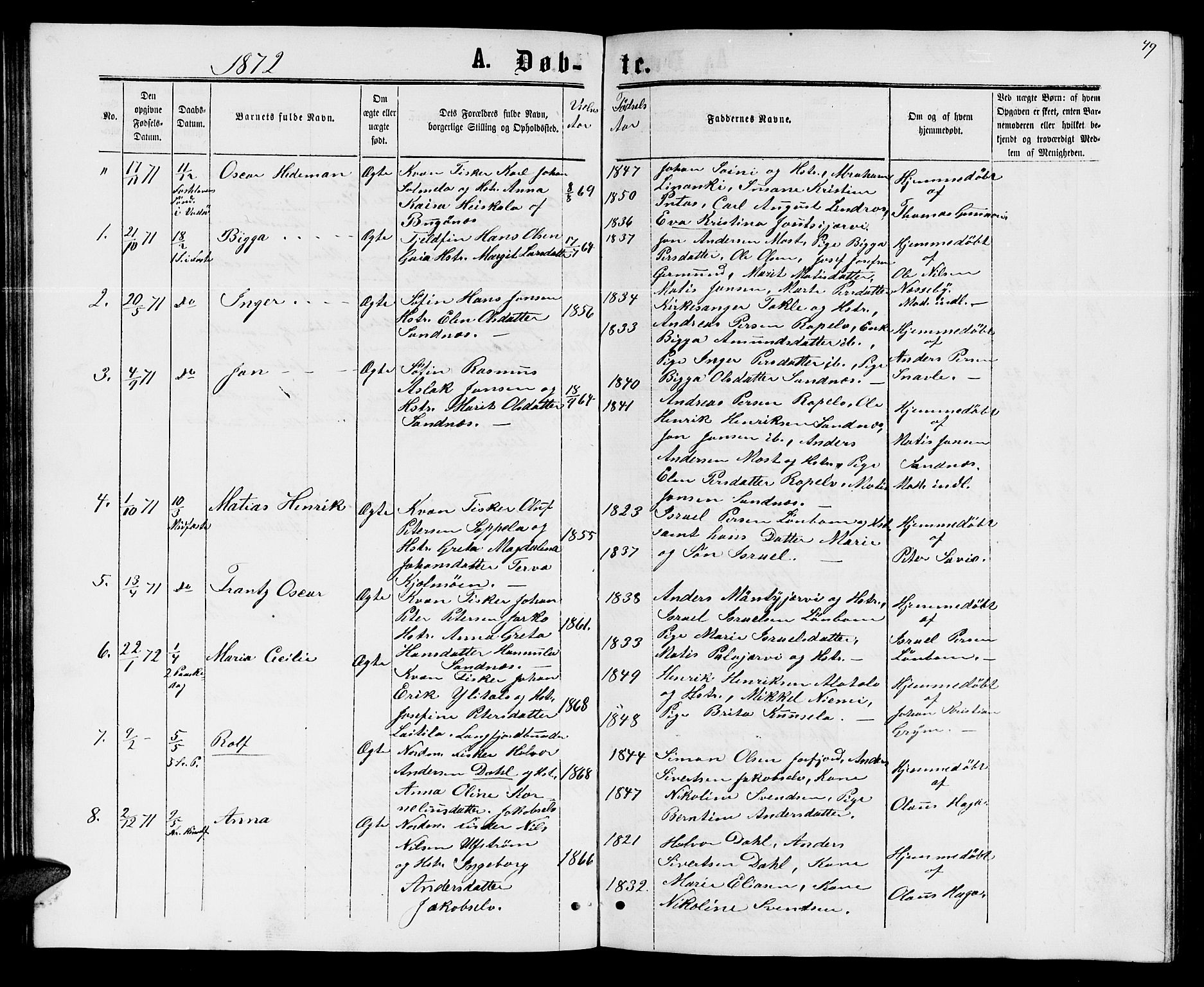 Sør-Varanger sokneprestkontor, AV/SATØ-S-1331/H/Hb/L0001klokker: Klokkerbok nr. 1, 1863-1872, s. 49
