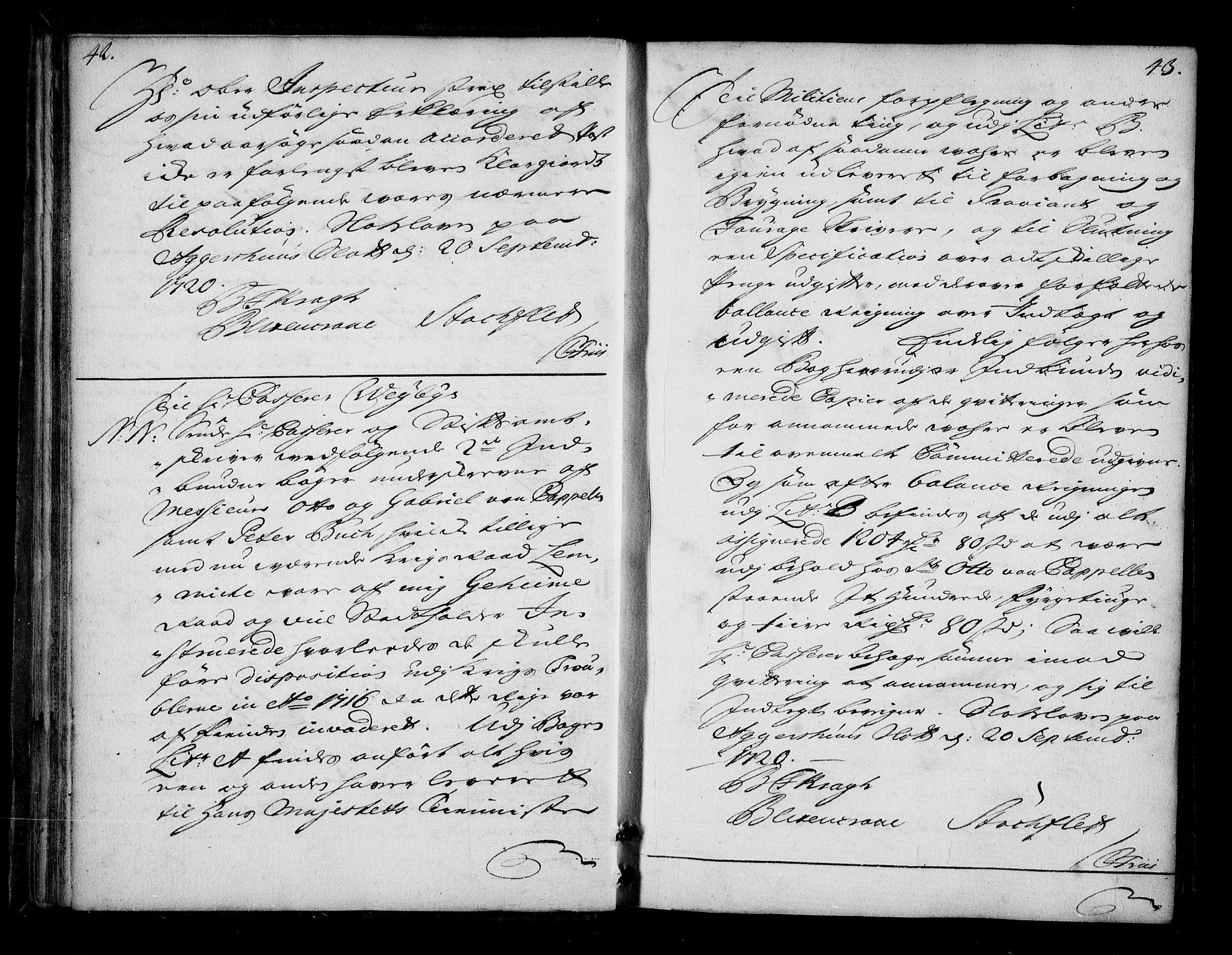 Stattholderembetet 1572-1771, AV/RA-EA-2870/Bd/L0013: Ordreprotokoll, 1720-1722, s. 42-43