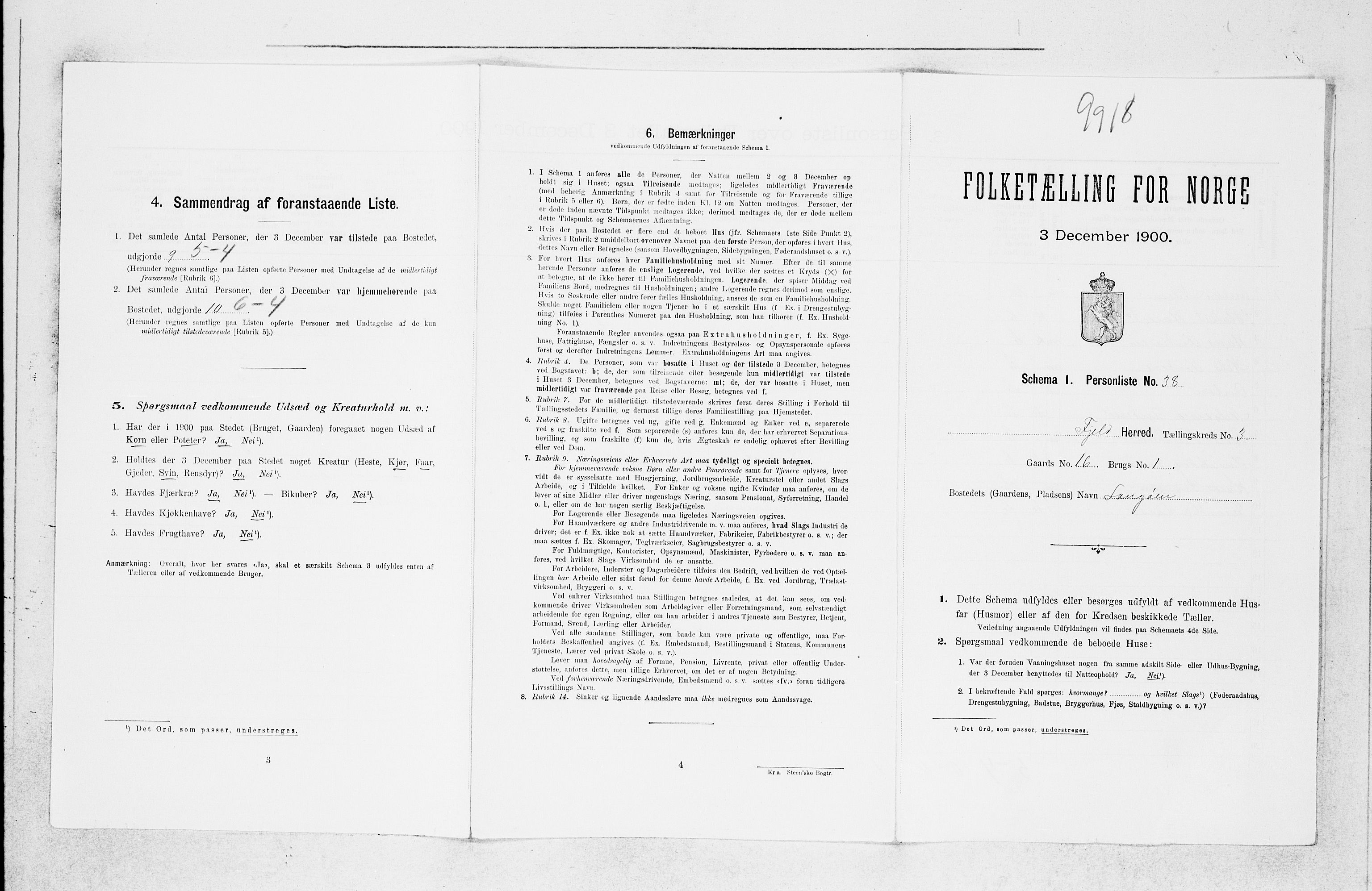 SAB, Folketelling 1900 for 1246 Fjell herred, 1900, s. 366