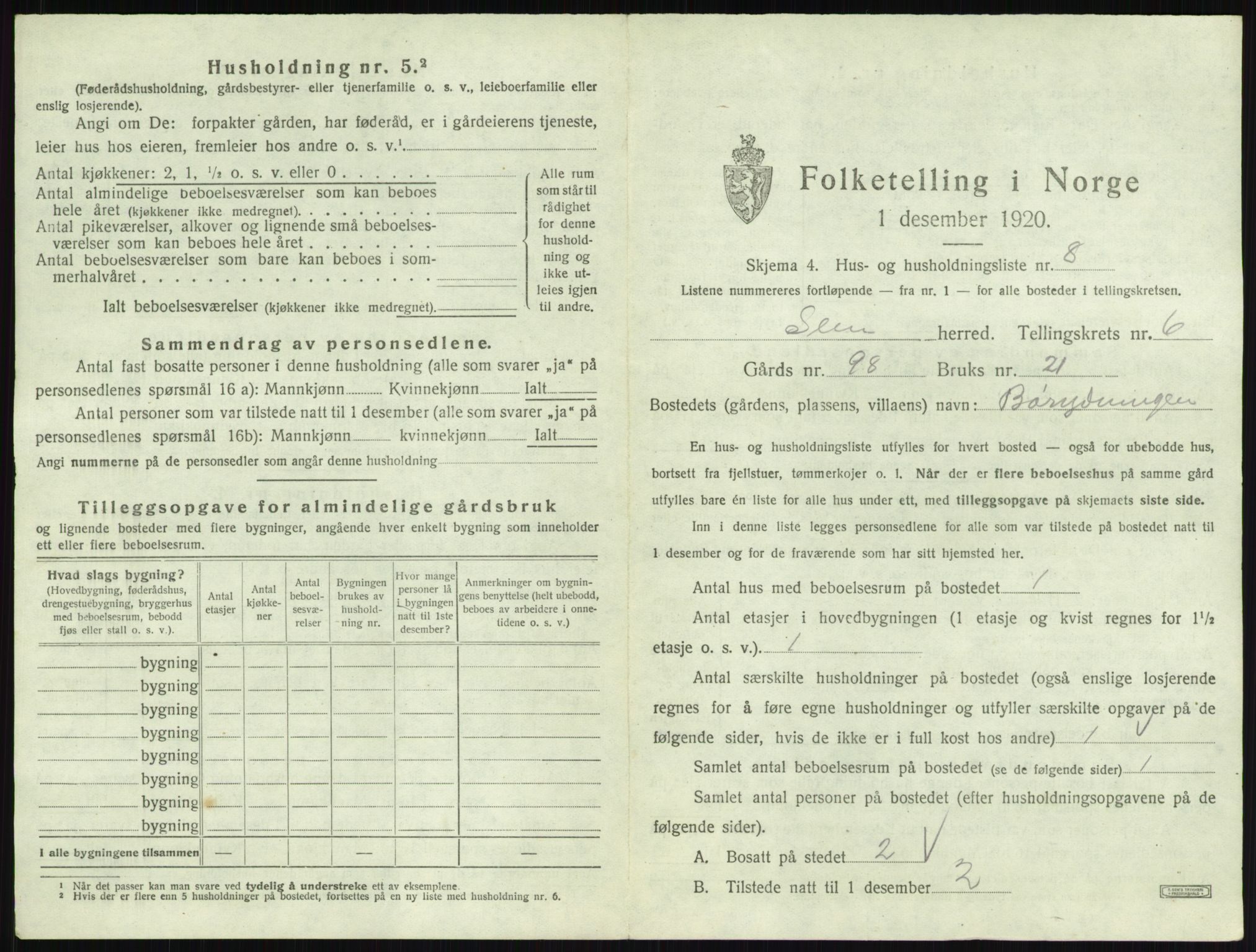 SAKO, Folketelling 1920 for 0721 Sem herred, 1920, s. 1275