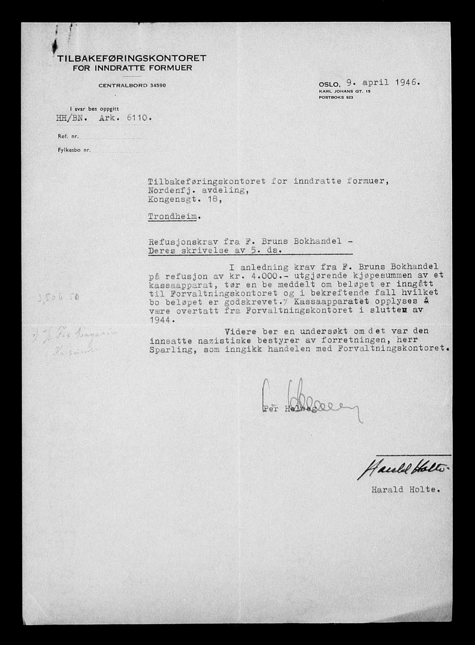 Justisdepartementet, Tilbakeføringskontoret for inndratte formuer, AV/RA-S-1564/H/Hc/Hcb/L0913: --, 1945-1947, s. 237