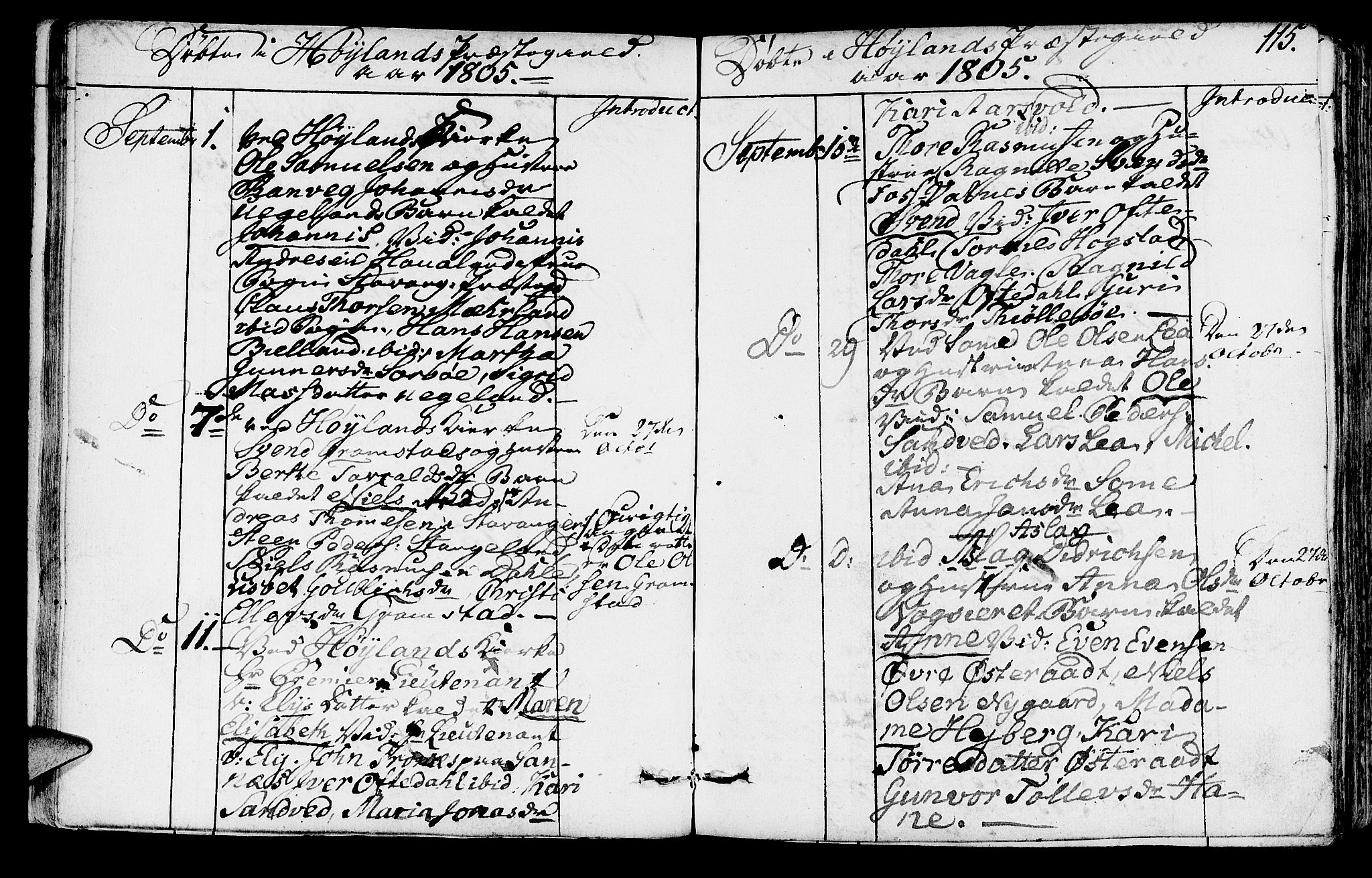 Høyland sokneprestkontor, AV/SAST-A-101799/001/30BA/L0005: Ministerialbok nr. A 5, 1804-1815, s. 115