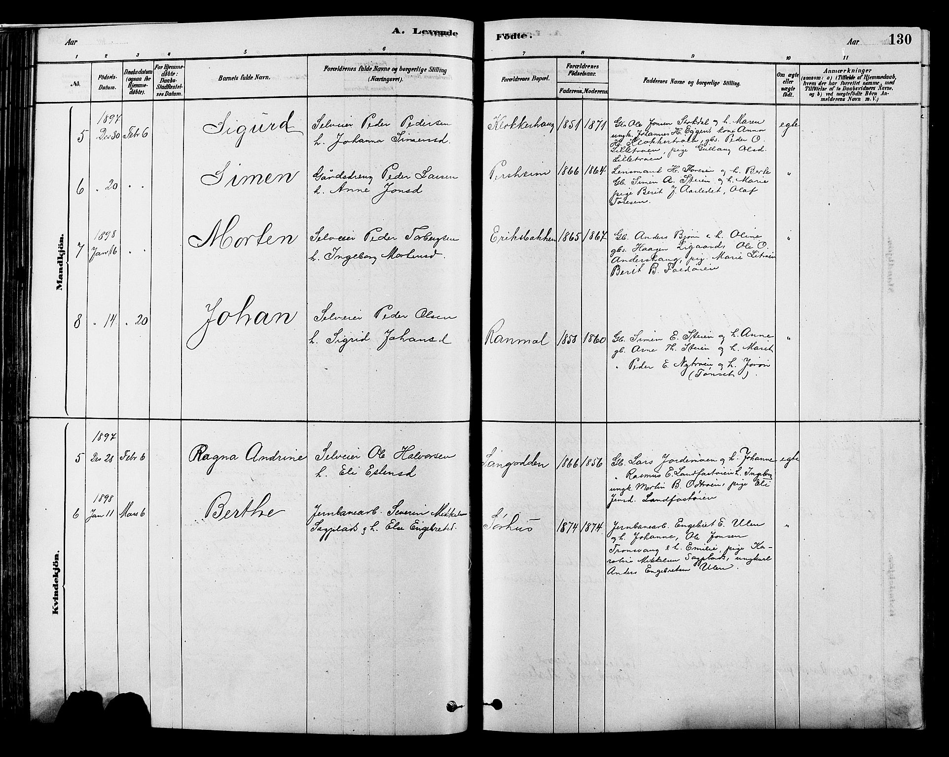 Alvdal prestekontor, AV/SAH-PREST-060/H/Ha/Hab/L0003: Klokkerbok nr. 3, 1878-1907, s. 130