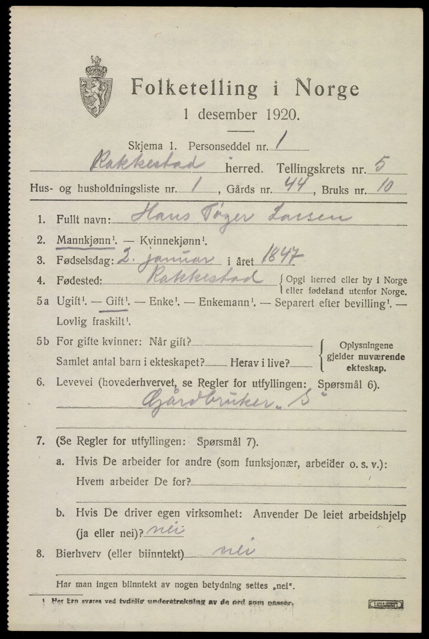 SAO, Folketelling 1920 for 0128 Rakkestad herred, 1920, s. 6009