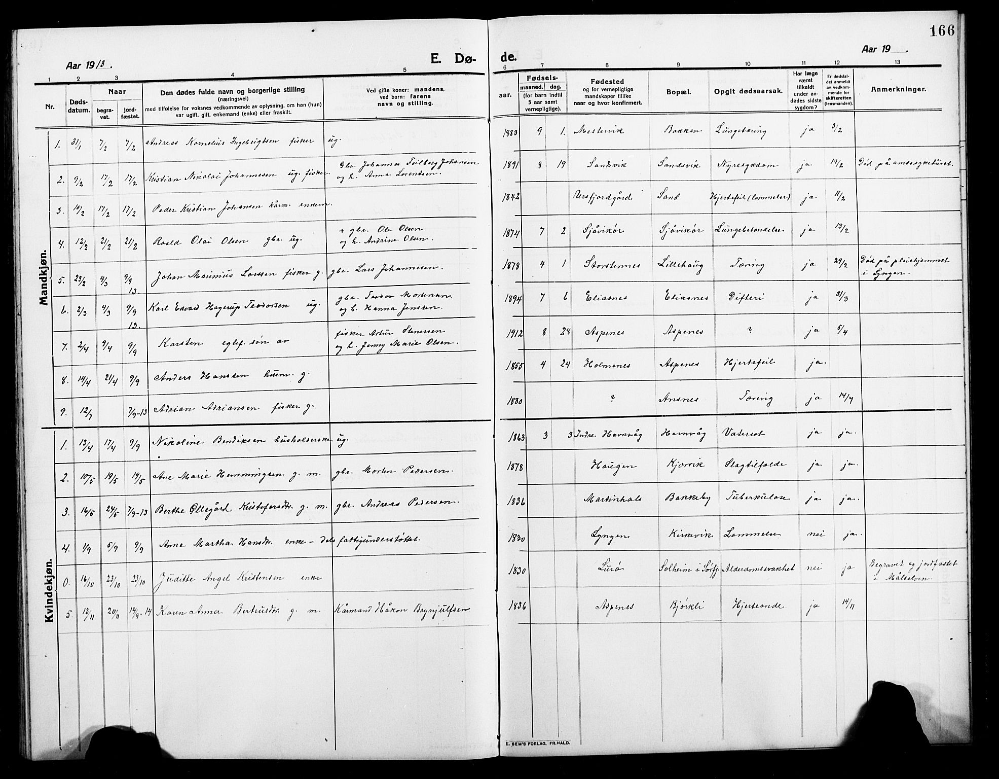 Balsfjord sokneprestembete, AV/SATØ-S-1303/G/Gab/L0004klokker: Klokkerbok nr. 4, 1910-1926, s. 166